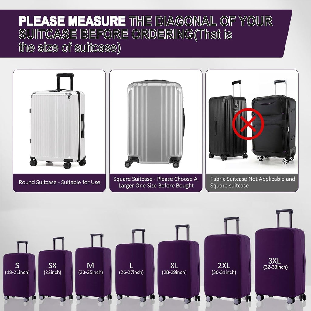 Travel Luggage Cover Suitcase Protector Scratch-Resistant Fit 19-31 Inch Suitcase, Not Included Suitcase (Purple, 2XL(30-31 inch))