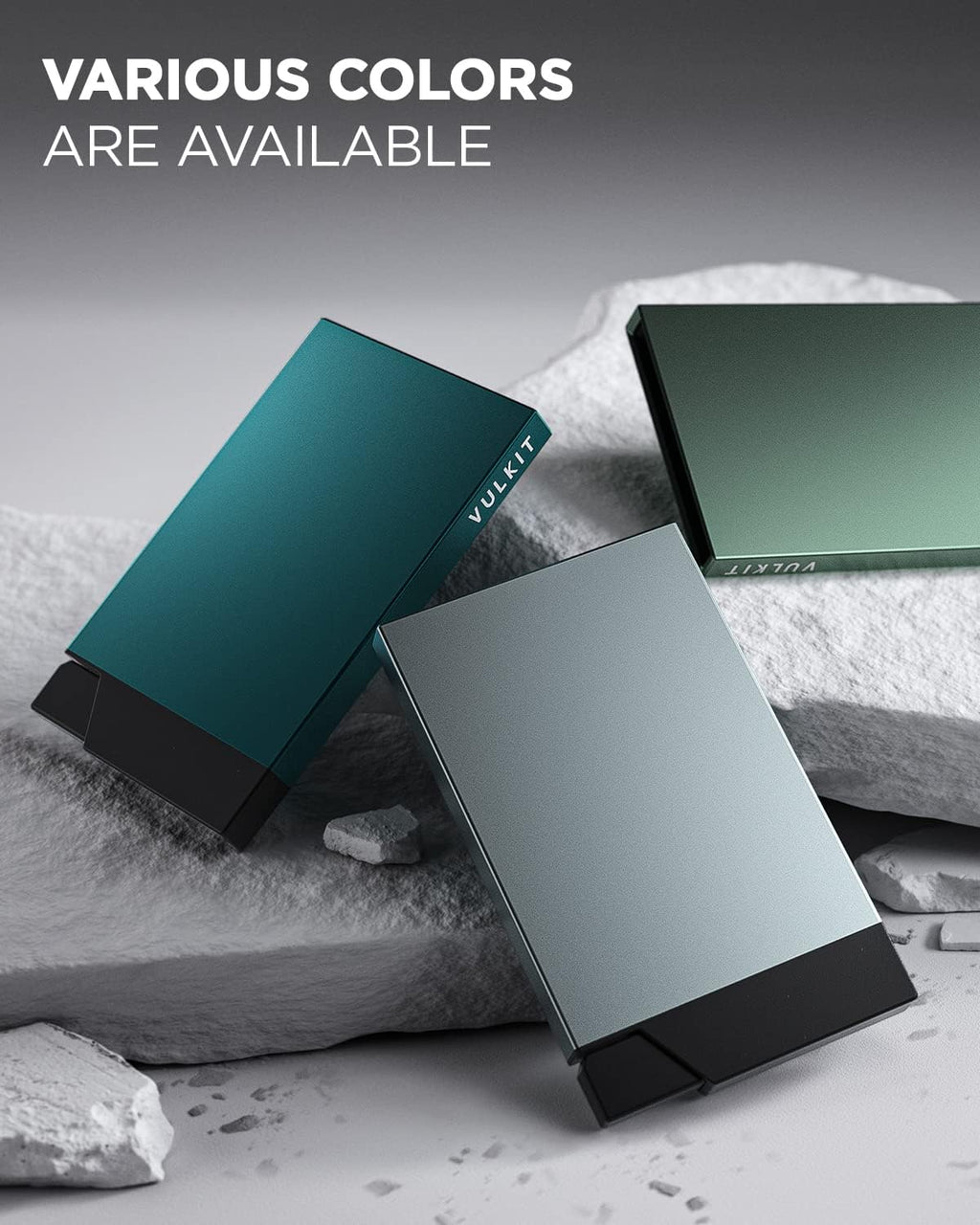 VULKIT Pop up Card Holder Minimalist Credit Card Holder RFID Blocking Slim Metal Card Case for Men or Women(Midnight Green)