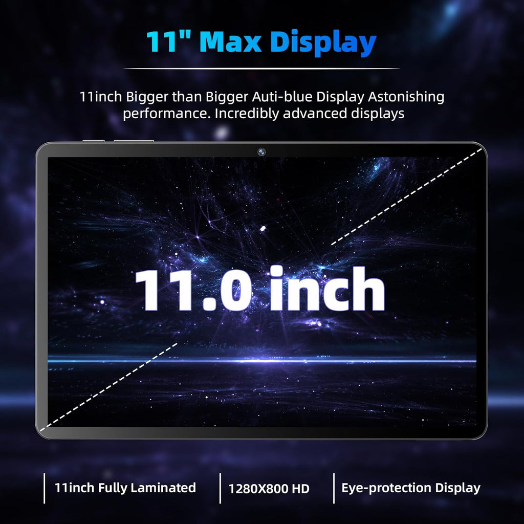 2025 Upgraded Android 14 Tablet, 11inch Tablet PC,Support Face Unlock, Octa-core CPU,12GB+128GB+1TB Expand, 8000mAh Big Battery, 18W Fast Charging, WiFi6, BT5.0,Touchscreen Display Tableta with Case