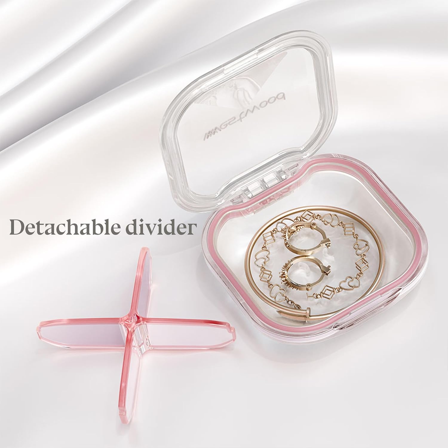 1 Pack Small Pink Pill Organizer, 4 Compartments, Compact Stylish Cute Travel Camping Pill Box Daily Medicine Pill Case, Portable and Moistureproof to Store Vitamins, Medication and Supplements