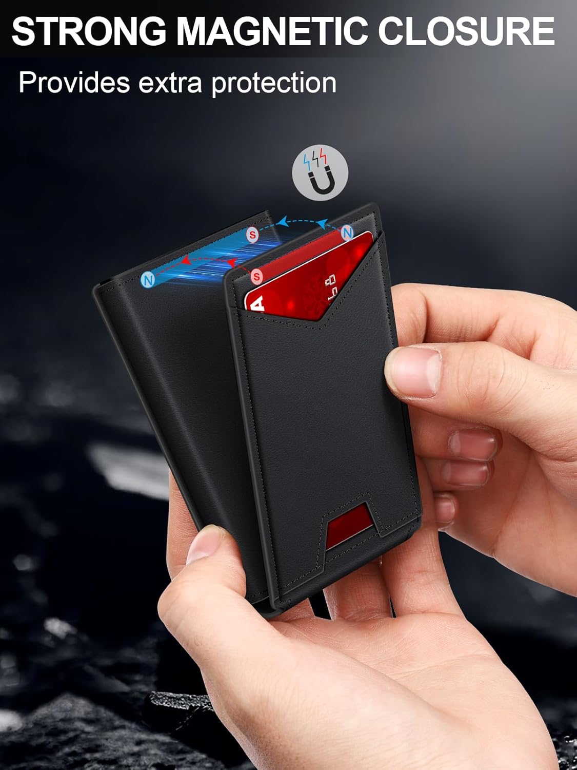 Wallet for Men RFID Wallet with Money Clip, Slim Pop Up Card Holder for 10-12 Cards, Minimalist Smart Credit Card Case with ID Window, Bifold Metal Wallet for Front Pocket, Gifts for Men