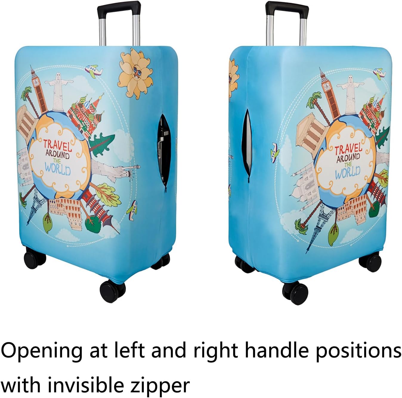 WUJIAONIAO Travel Luggage Cover Baggage Suitcase Cover Protector Skins 18-32 Inch (ocean, L (for 25-28 inch luggage))