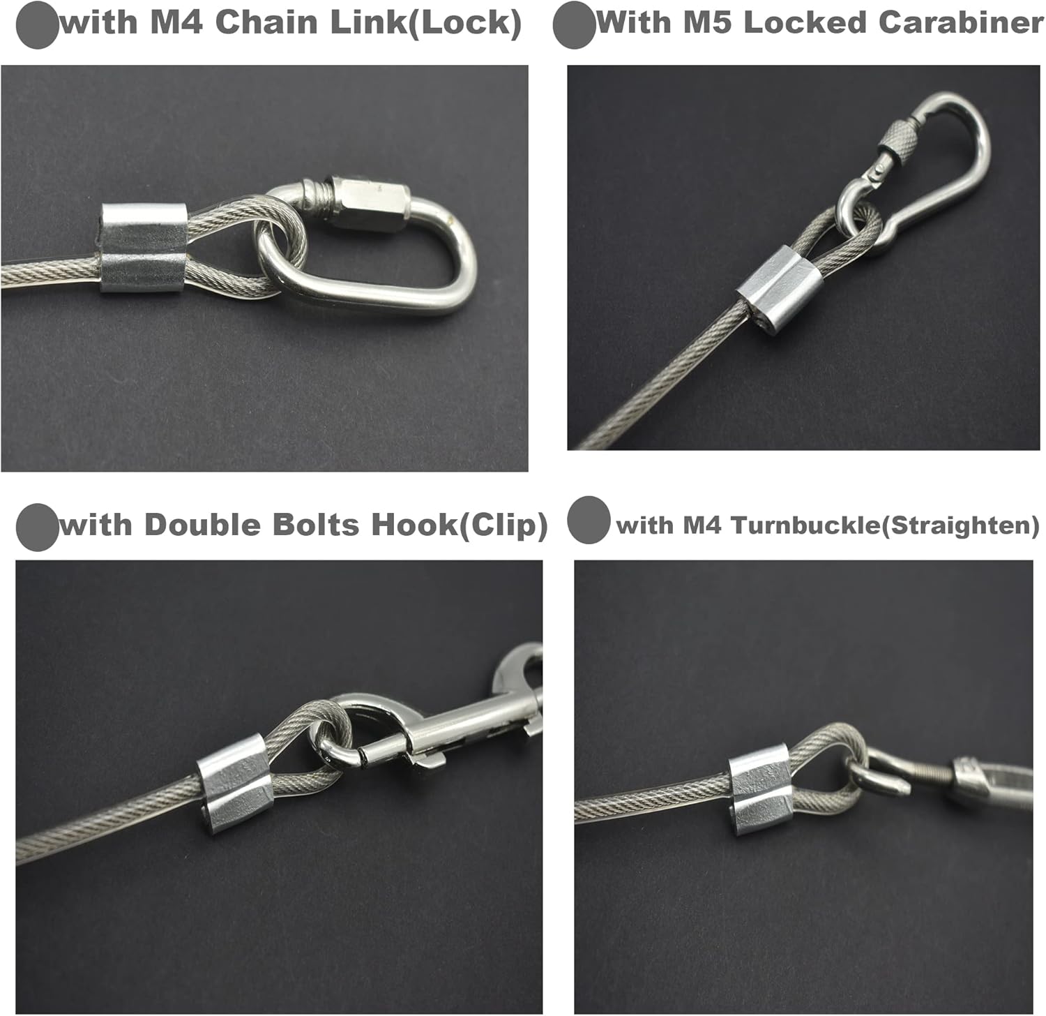 10 Pcs 4mm Wire 12 inch Vinyl Coated Stainless Steel Cable with Loops Short Wire Rope Lanyard Lock Security Chain Link for Outdoor Gates, Clear(4mm x 12inch)