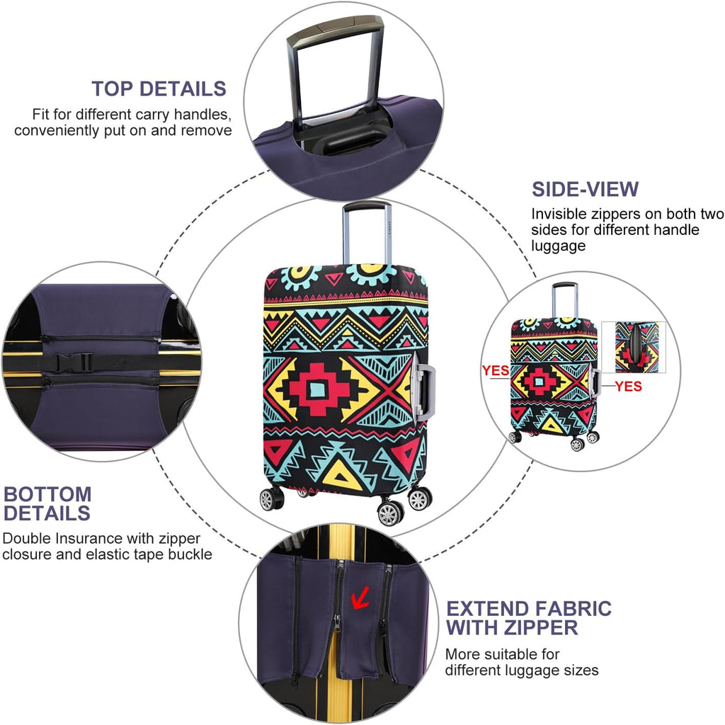 7-Mi Travel Luggage Cover Elastic Sleeve 19"-20" Anti-Scratch Suitcase Protector Cover Size S, Bohemia