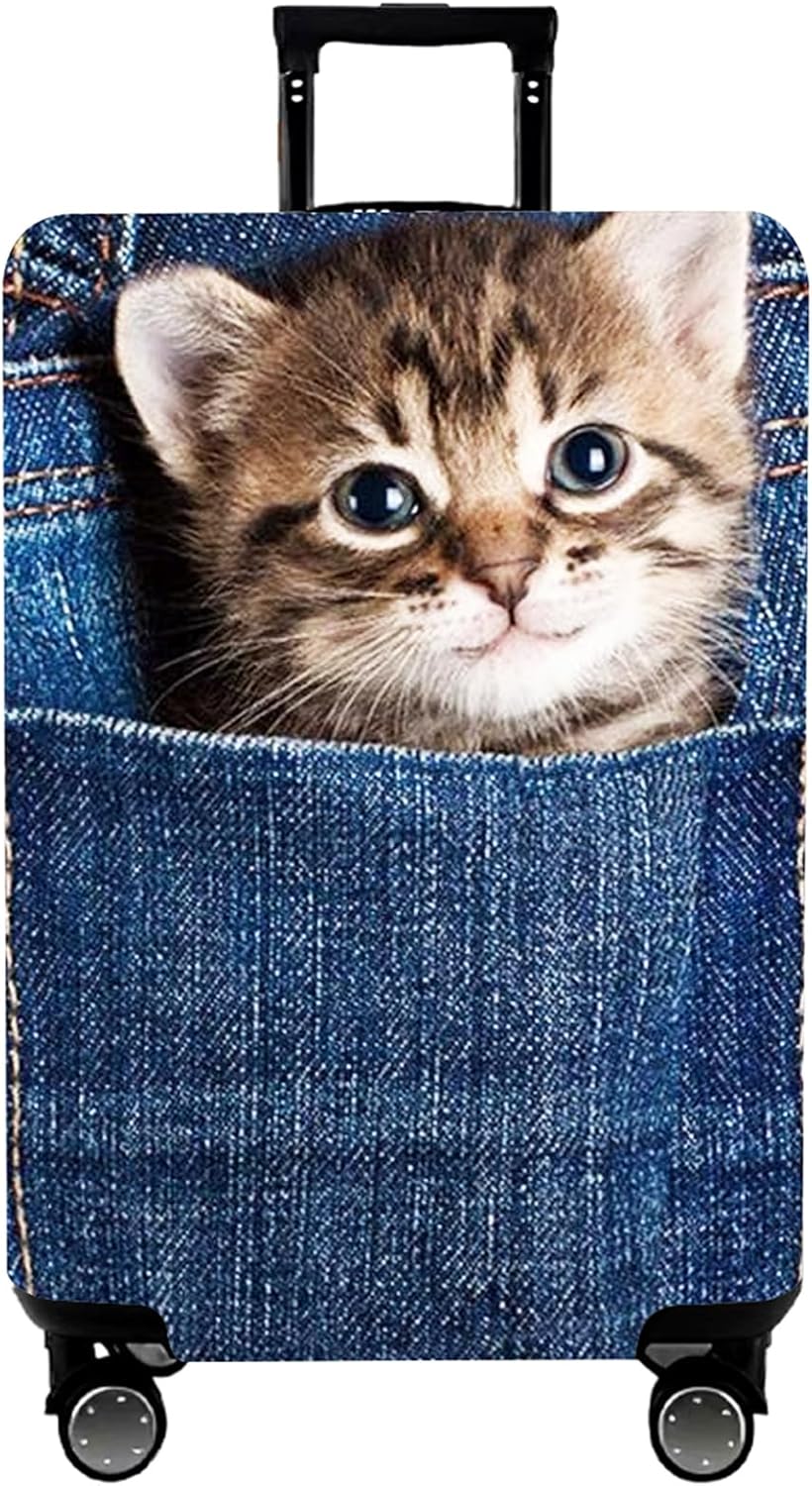 WUJIAONIAO Travel Luggage Cover Baggage Suitcase Protector Fit for 18-32 Inch Luggage (M (for 22-24 inch luggage), Cat B)