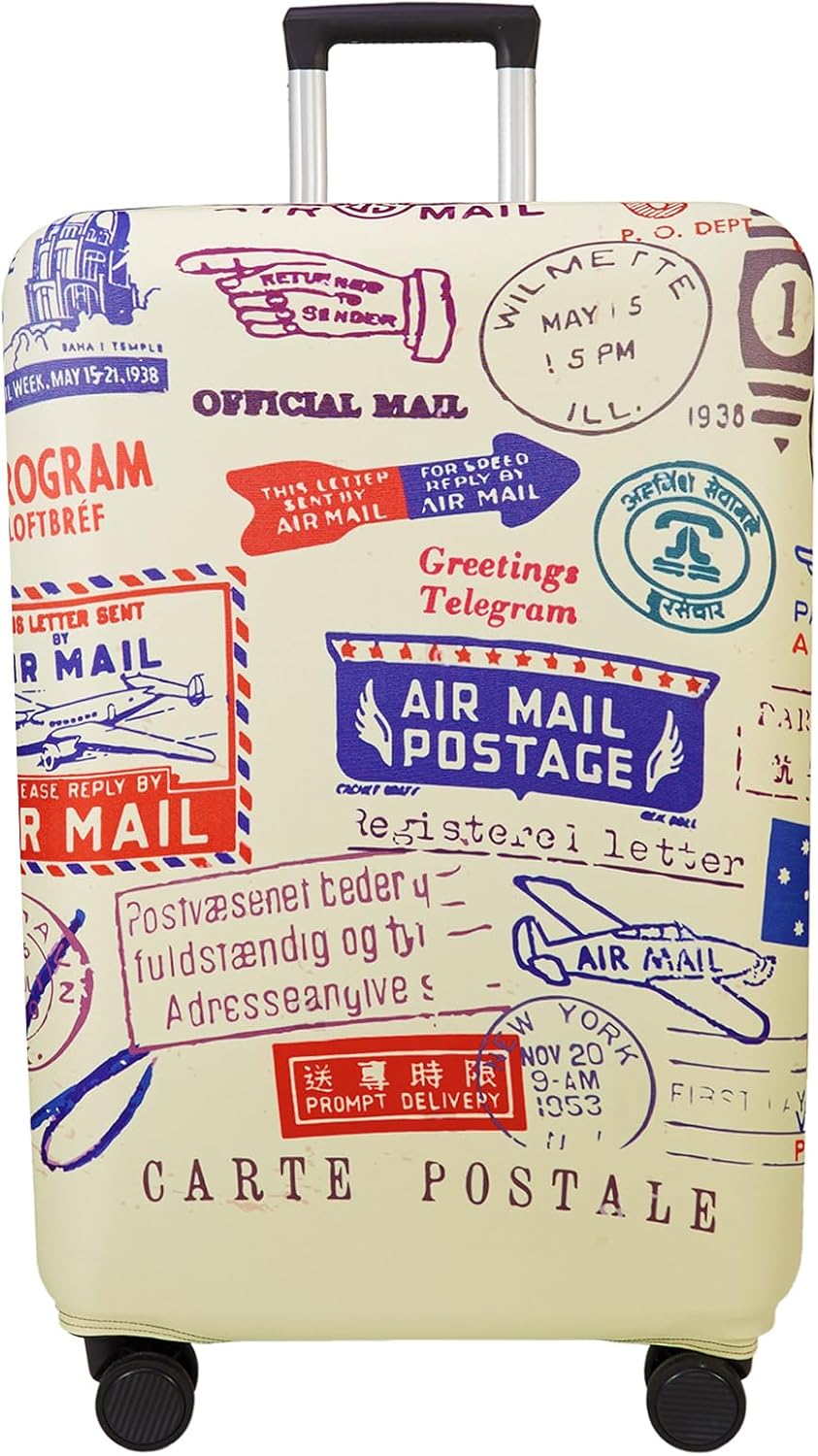 WUJIAONIAO Travel Luggage Cover Spandex Suitcase Protector Washable Baggage Covers (S (for 18-20 inch luggage), Colorful flowers)