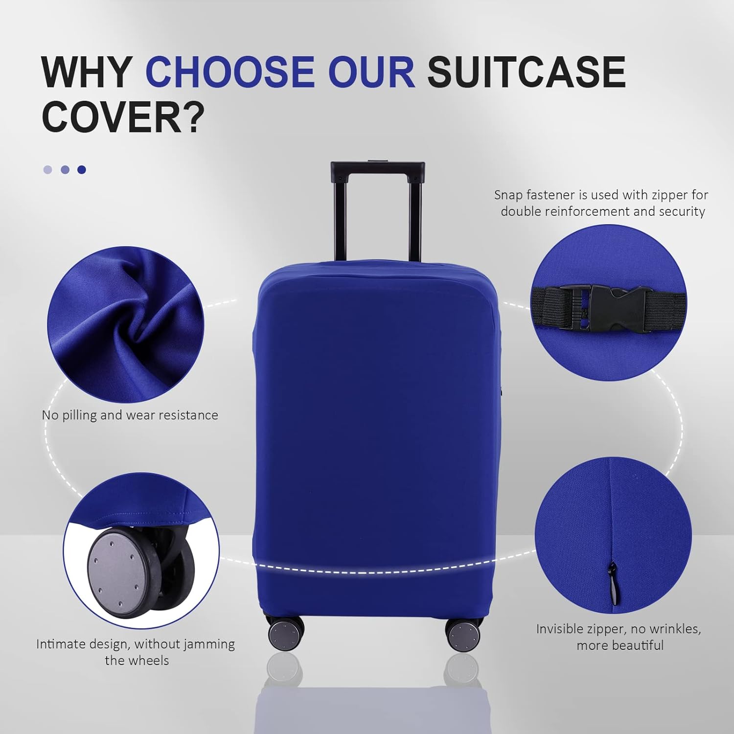 Travel Luggage Cover Suitcase Protector Scratch-Resistant Fit 19-31 Inch Suitcase, Not Included Suitcase (Blue, 3XL(32-33inch))