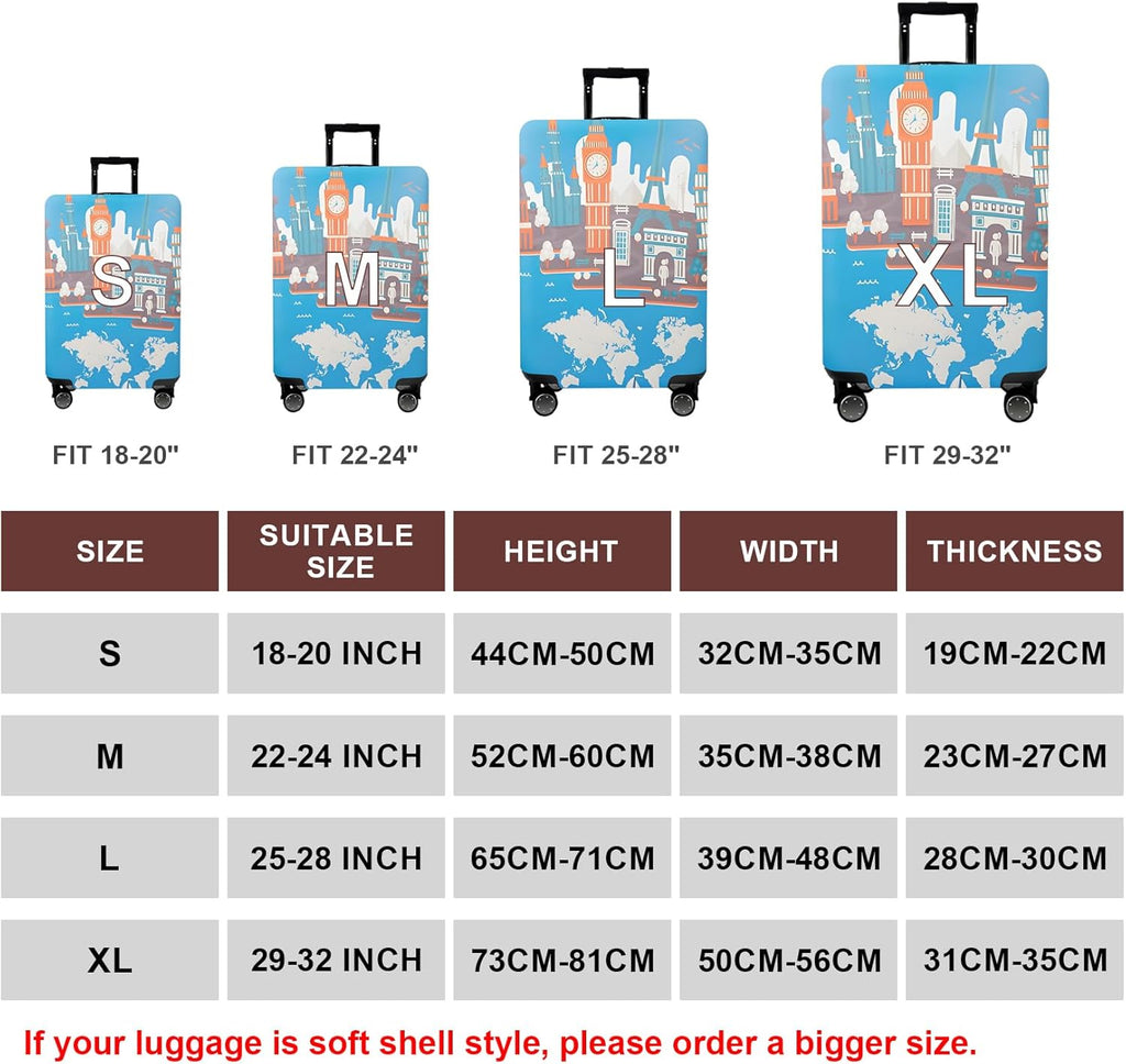 WUJIAONIAO Travel Luggage Cover Baggage Suitcase Protector Fit for 18-32 Inch Luggage (XL (for 29-32 inch luggage), Eiffel Tower)