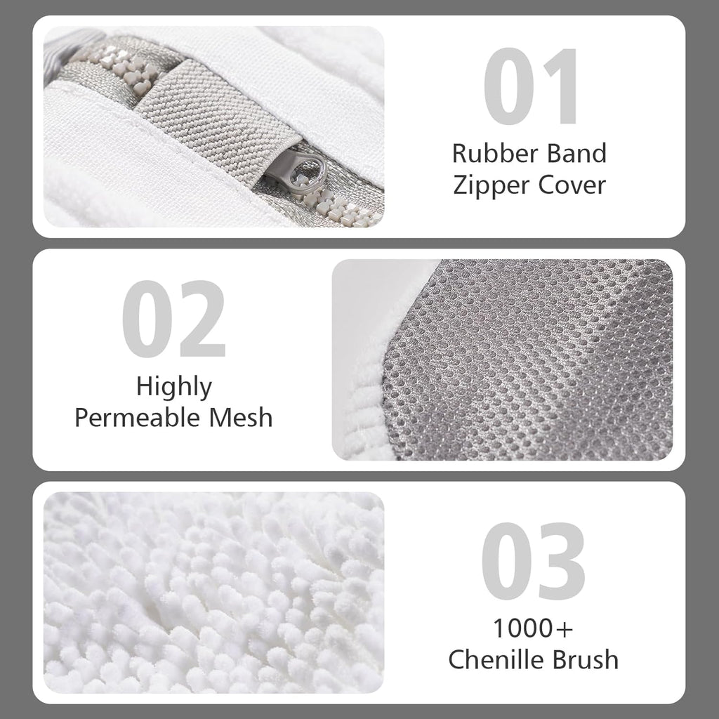 HEAVYWOOD Shoes Bag for Washing Machine Reusable Shoe Cleaning Washing Machine Bag Sturdy Anti-Rust Zipper 15.7’’*7.8’’ Shoe Laundry Bag for Washer and Dryer for Sneakers, Trainers (White, 2Packs)