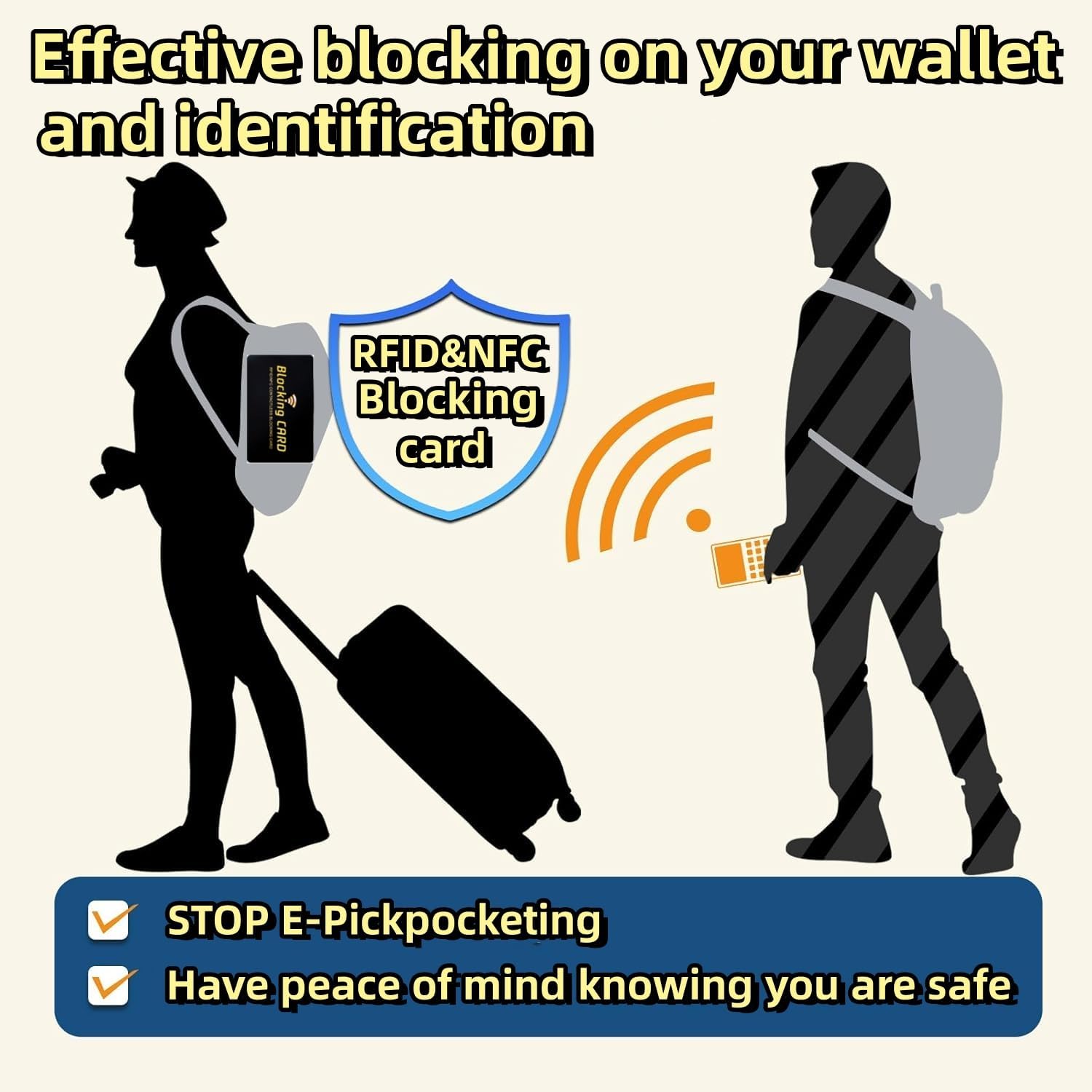 Aigee RFID Blocking Cards 6 Pack, Contactless NFC Debit Credit Card Passport Protector, One Card Protects Entire Wallet for Men and Women, New RFID Blocking Technology No Batteries Required (Black)