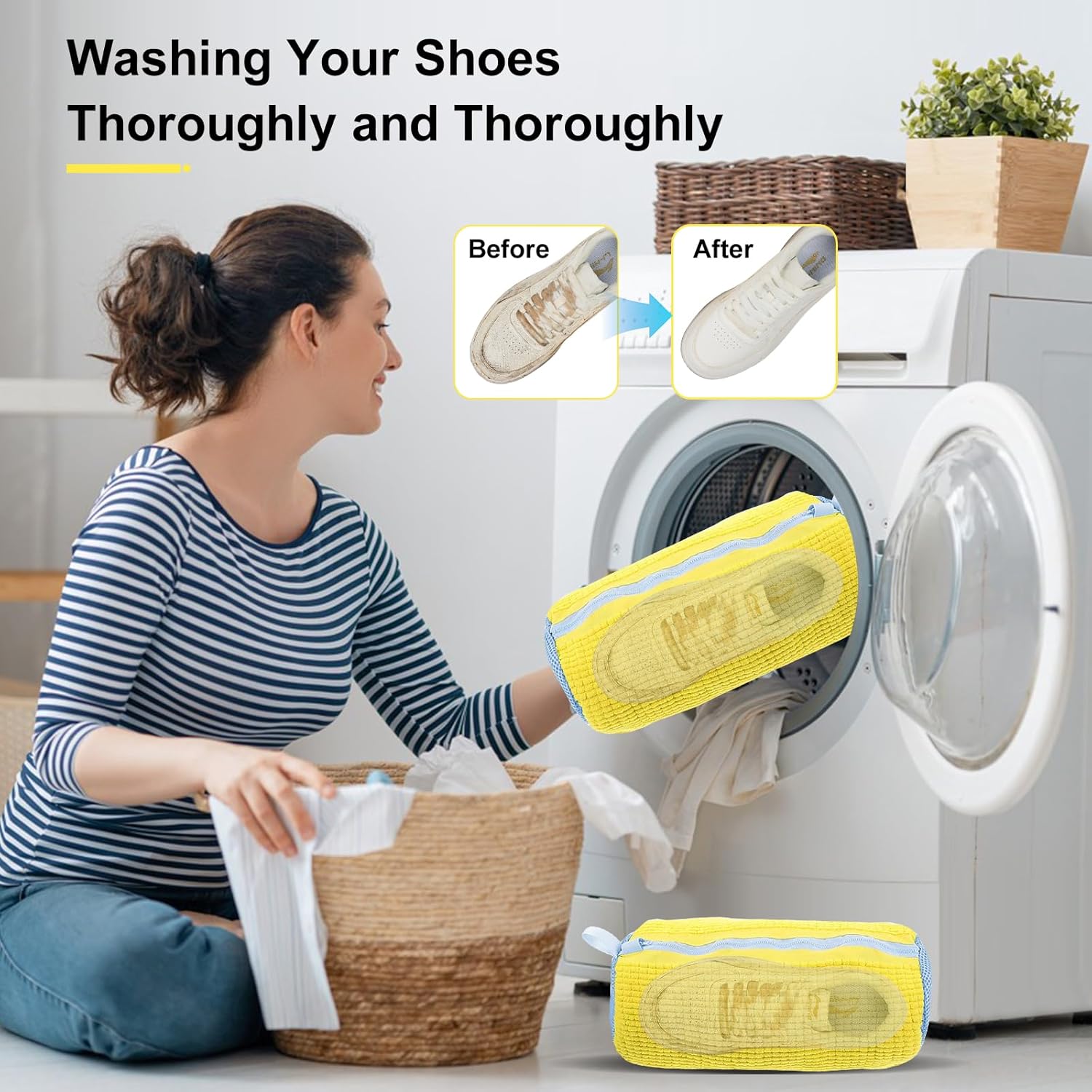 Shoe Bag for Washing Machine 2PCS, Reusable Laundry Shoe Bag for Washer & Dryer-Durable, All-Round Protection for Sneakers, Trainers, Casual Shoes
