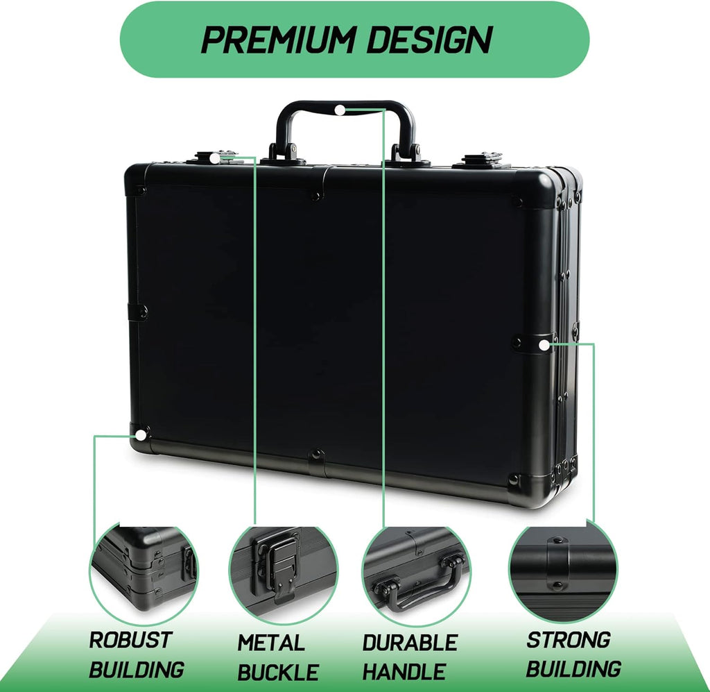 10 slots Aluminum watch case, Hard Deluxe watch storage organizer box with soft foam padding snug fit watches up to 55mm face