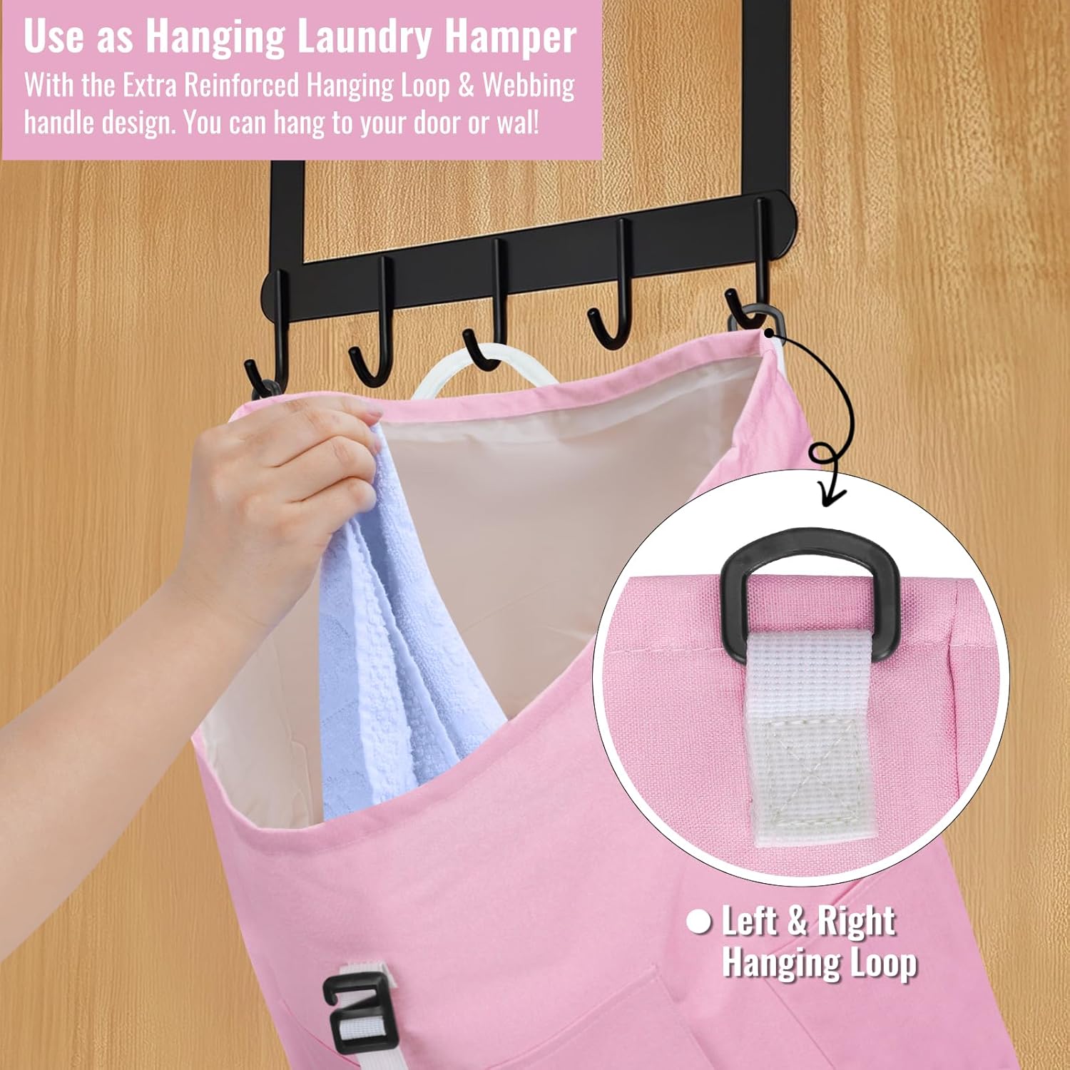 Laundry Bag Backpack, 125L Extra Large Travel with Shoulder Straps, Adjustable & Extendable Design, Laundry Hamper Bag with 3 Pockets for Laundromat, College, Travel, Camping (Pink)