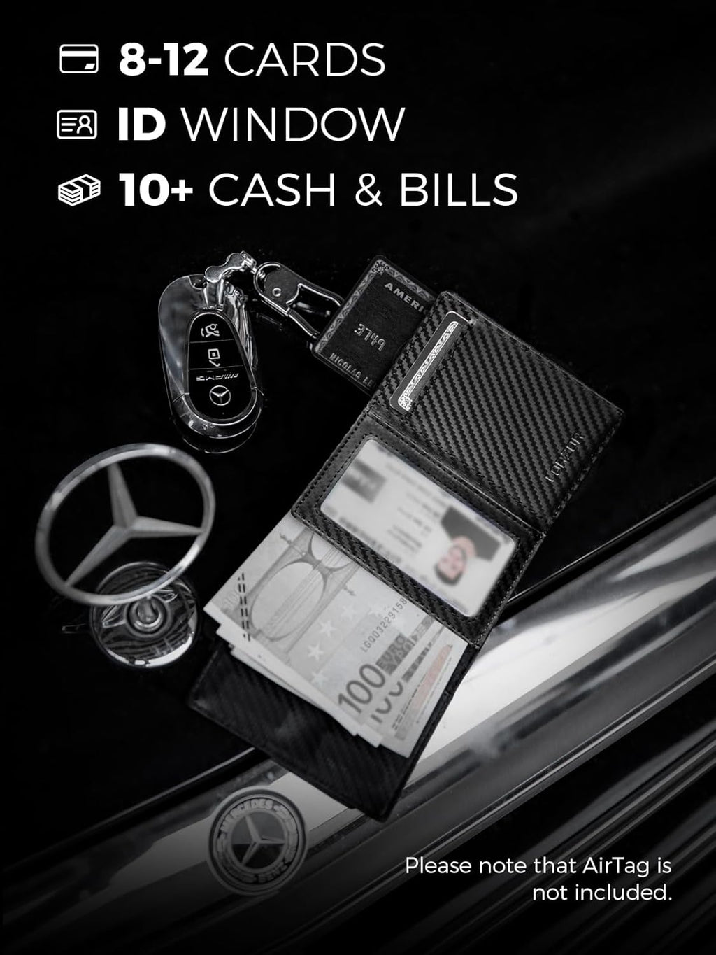 LORZOR Wallet for Men with Metal Card Holder, Pop Up Wallet, Finest Full Grain Leather Trifold Wallet, Smart, Minimalist, RFID Blocking, Front Pocket, ID Window