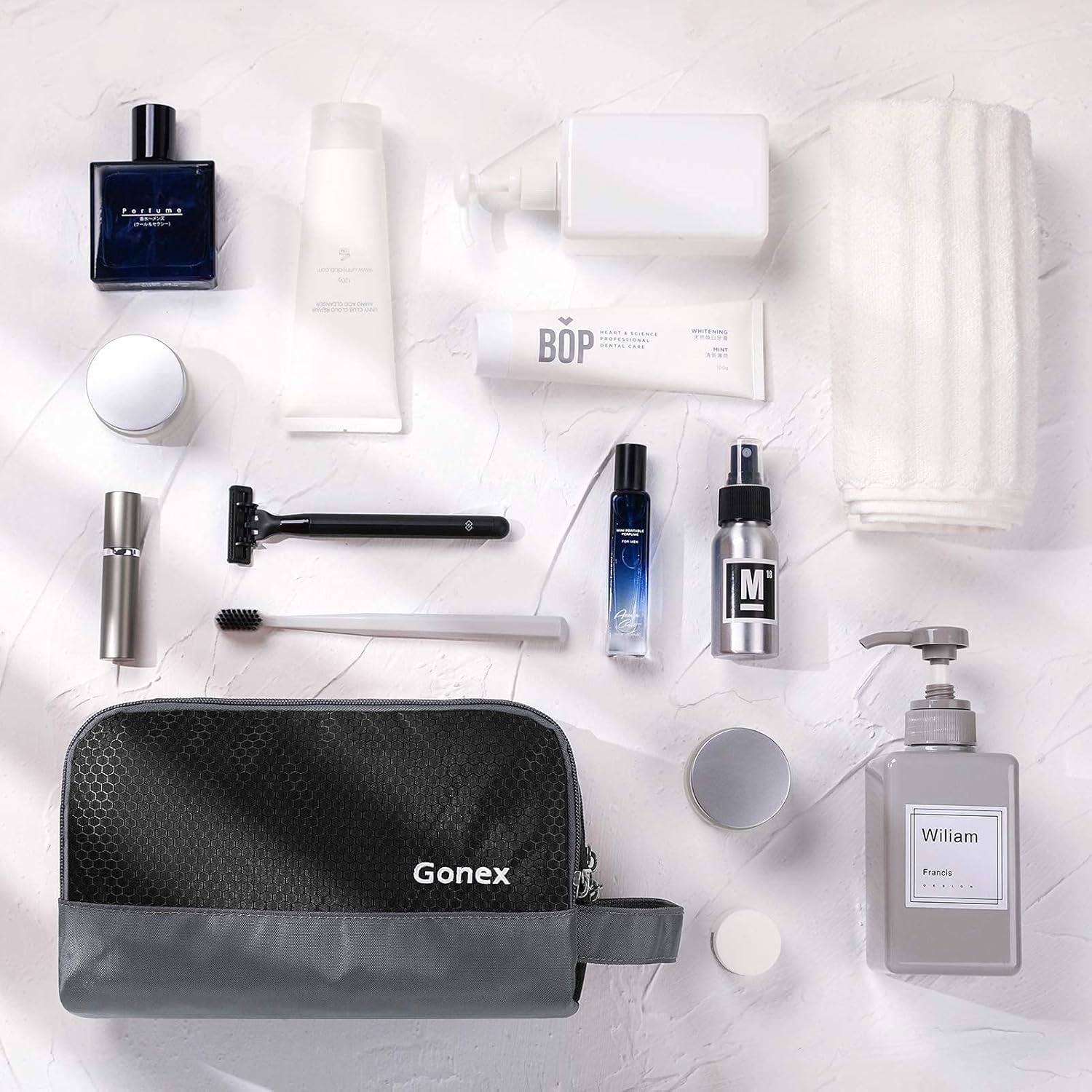 Gonex Travel Toiletry Bag Nylon, Dopp Kit Shaving Bag Toiletry Organizer Black