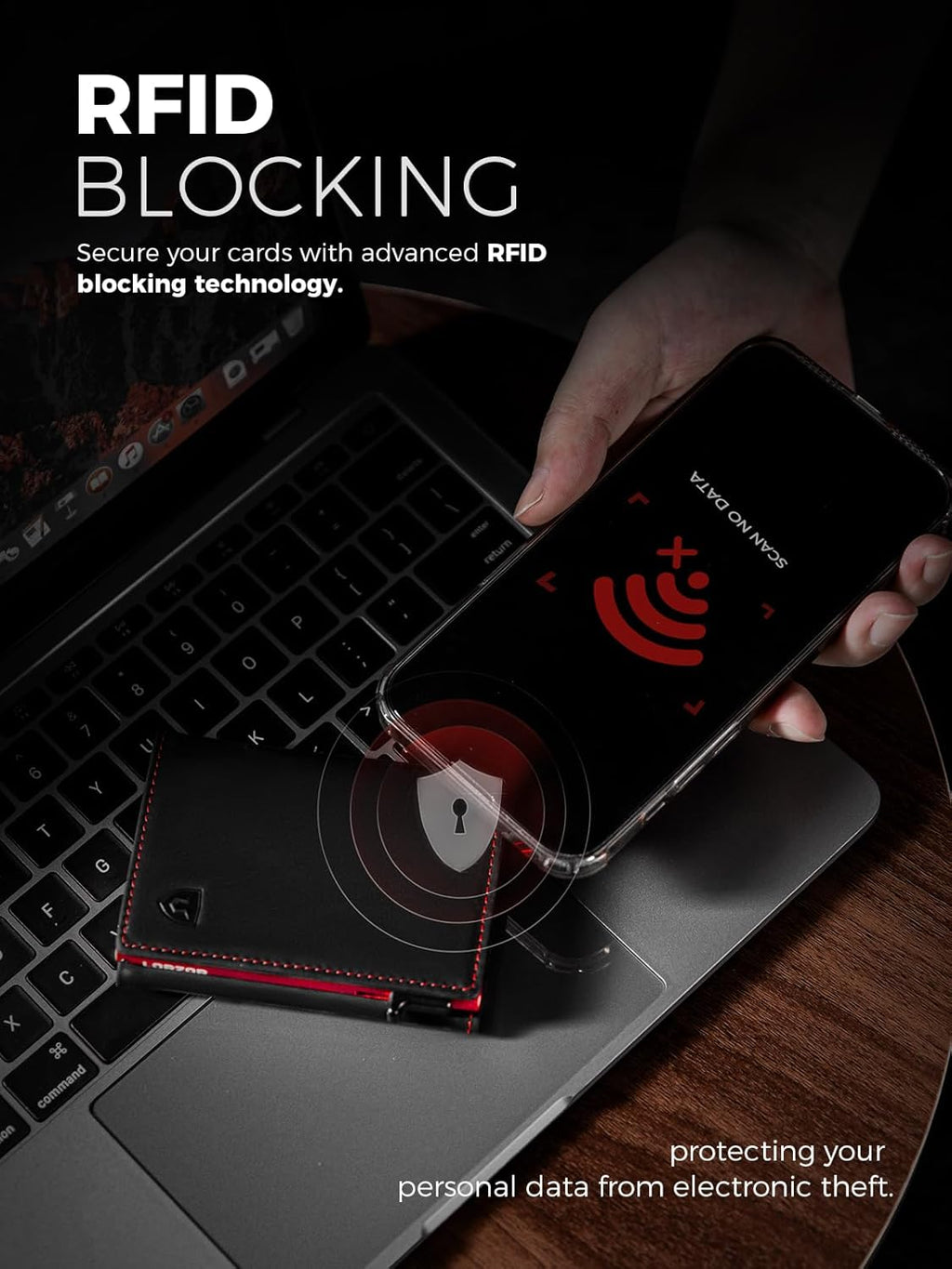 LORZOR Wallet for Men with Metal Card Holder, Pop Up Wallet, Finest Full Grain Leather Trifold Wallet, Smart, Minimalist, RFID Blocking, Front Pocket, ID Window, Black/Red