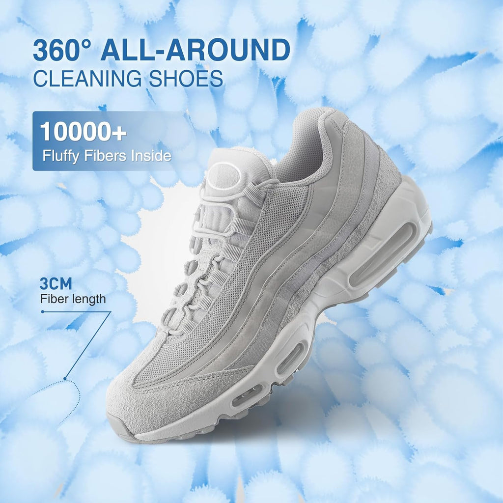 Shoe Washing Machine Bags, Reusable Laundry Bag for Washer and Dryer, Durable Fluffy Fiber Keep Clean, 2 Pairs Adjustable Trees for All Shoes, Blue