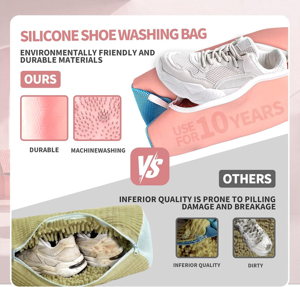 Upgrade Strong Clean Siliconic Shoe Washing Machine Bag 2 Pcs, XXXL Honeycomb Mesh Laundry Bag for Sneakers, Running Shoes, Sock, Delicates and Toys(40x25x25cm)