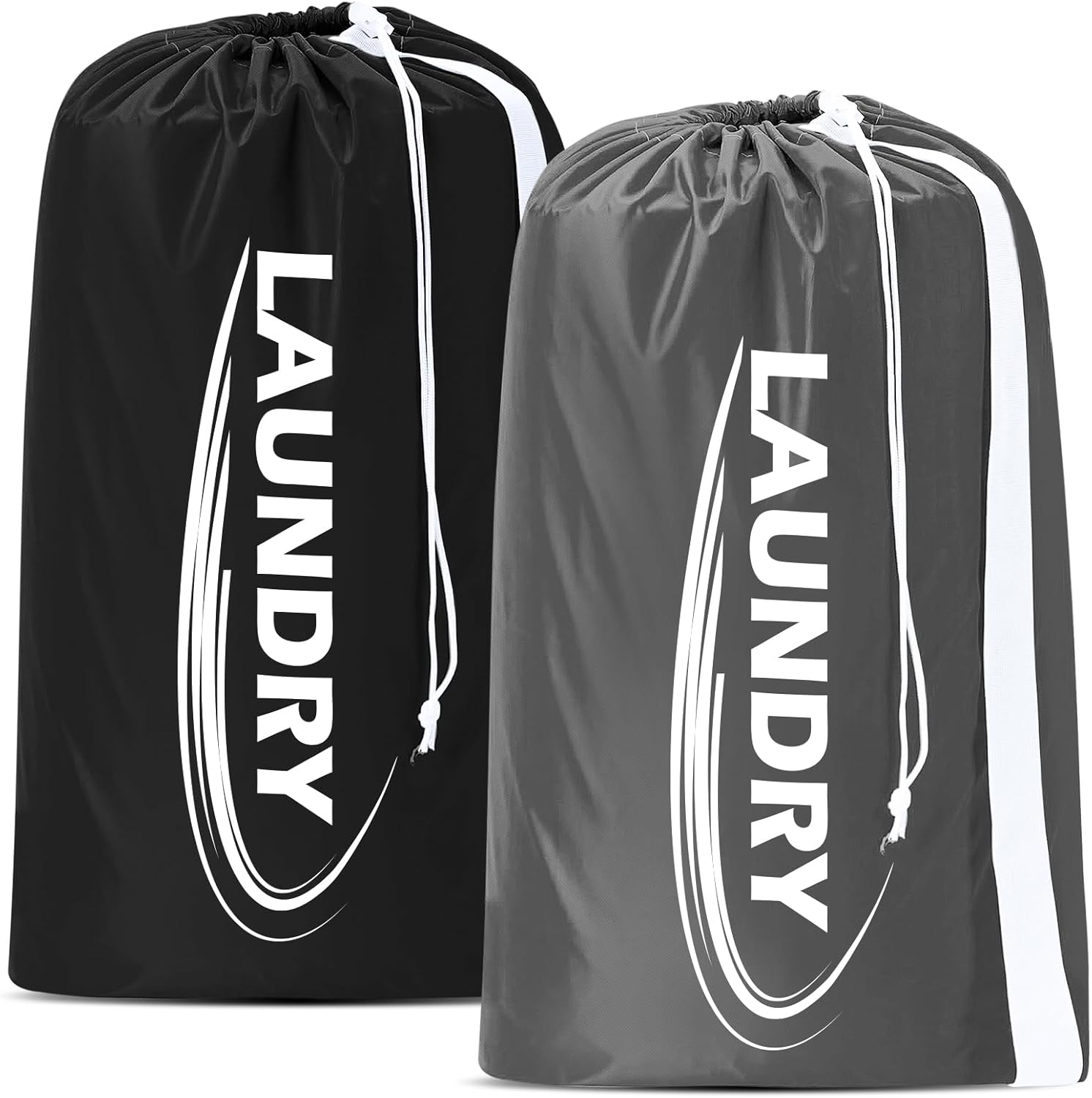 Sylfairy 2 Pack XL Laundry Bag with Strap,Heavy Duty Travel Laundry Bag,Rip-Stop Dirty Clothes Shoulder Bag with Drawstring,Easy Fit a Laundry Hamper or Basket Travel Essentials