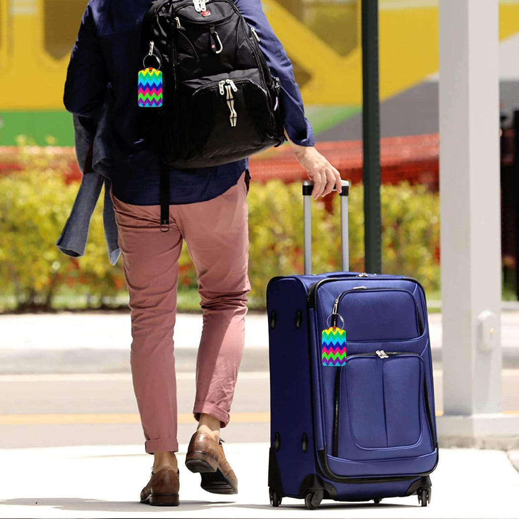 Luggage Tags for Suitcases-Colorful Luggage Tag 4 Pack with Loops Cute Bag/Backpack/Suitcase Tags Bulk Travel Essentials for Flying