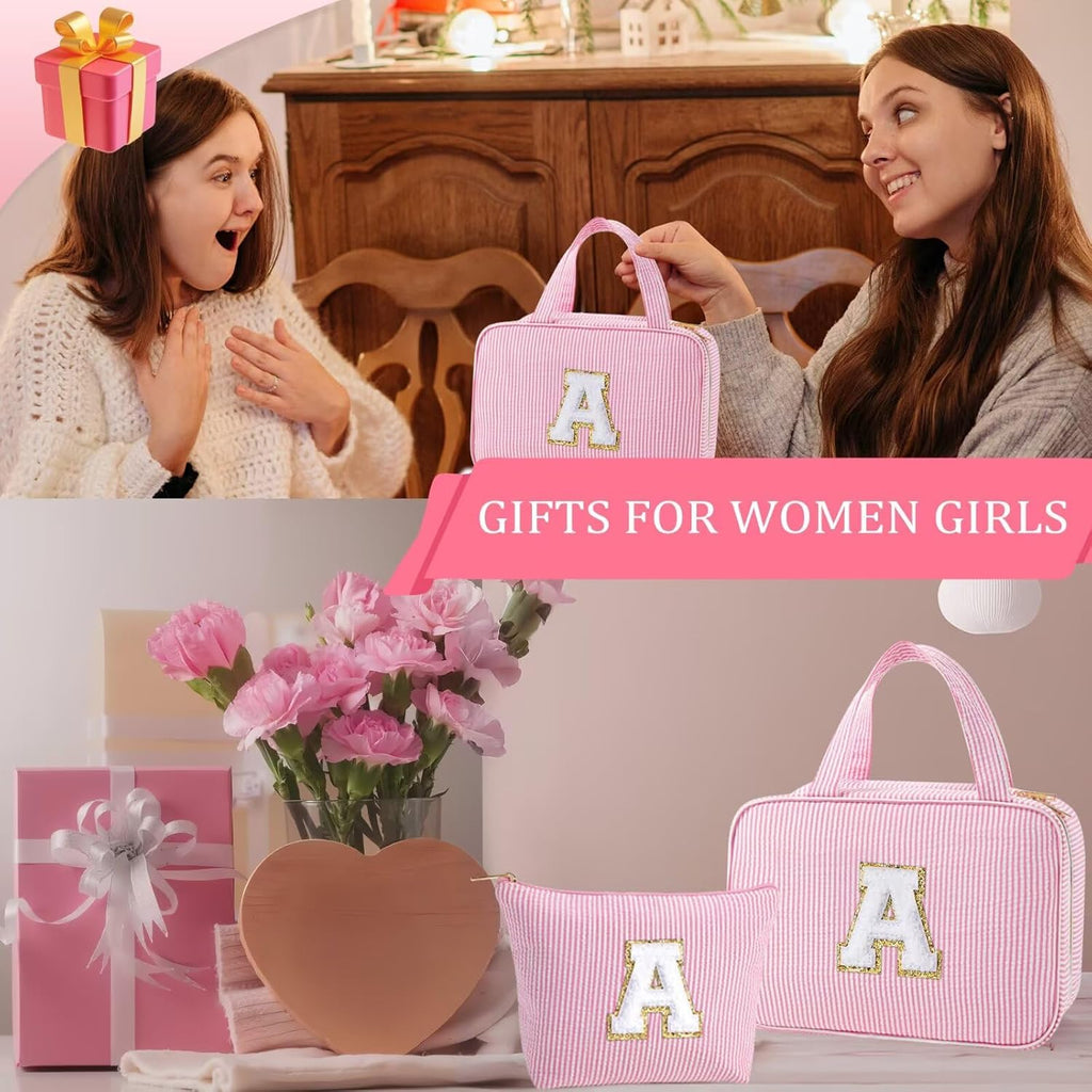 YOOLIFE Graduation Gifts for Her - Hanging Toiletry Bag for Women, Travel Toiletry Bag Makeup Bag, Personalized Travel Essentials for Women - Letter G, Pink