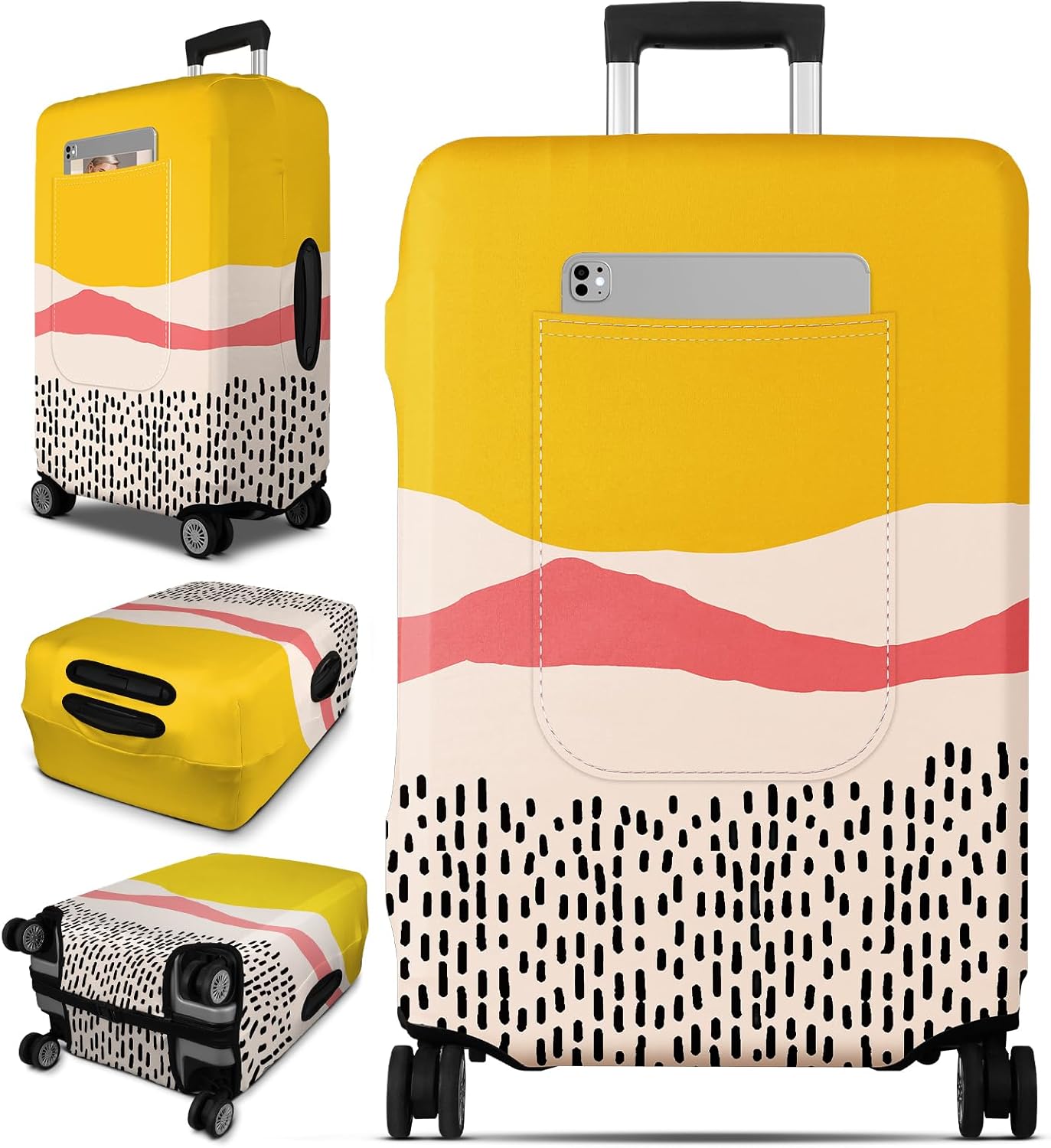 Slohif Luggage Cover for Suitcase Tsa Approved Protector - Luggage Sleeve Large Suit Case Cover Travel Stretch Baggage Case Protective Washable Fit 18-20 Inch Patchwork XS