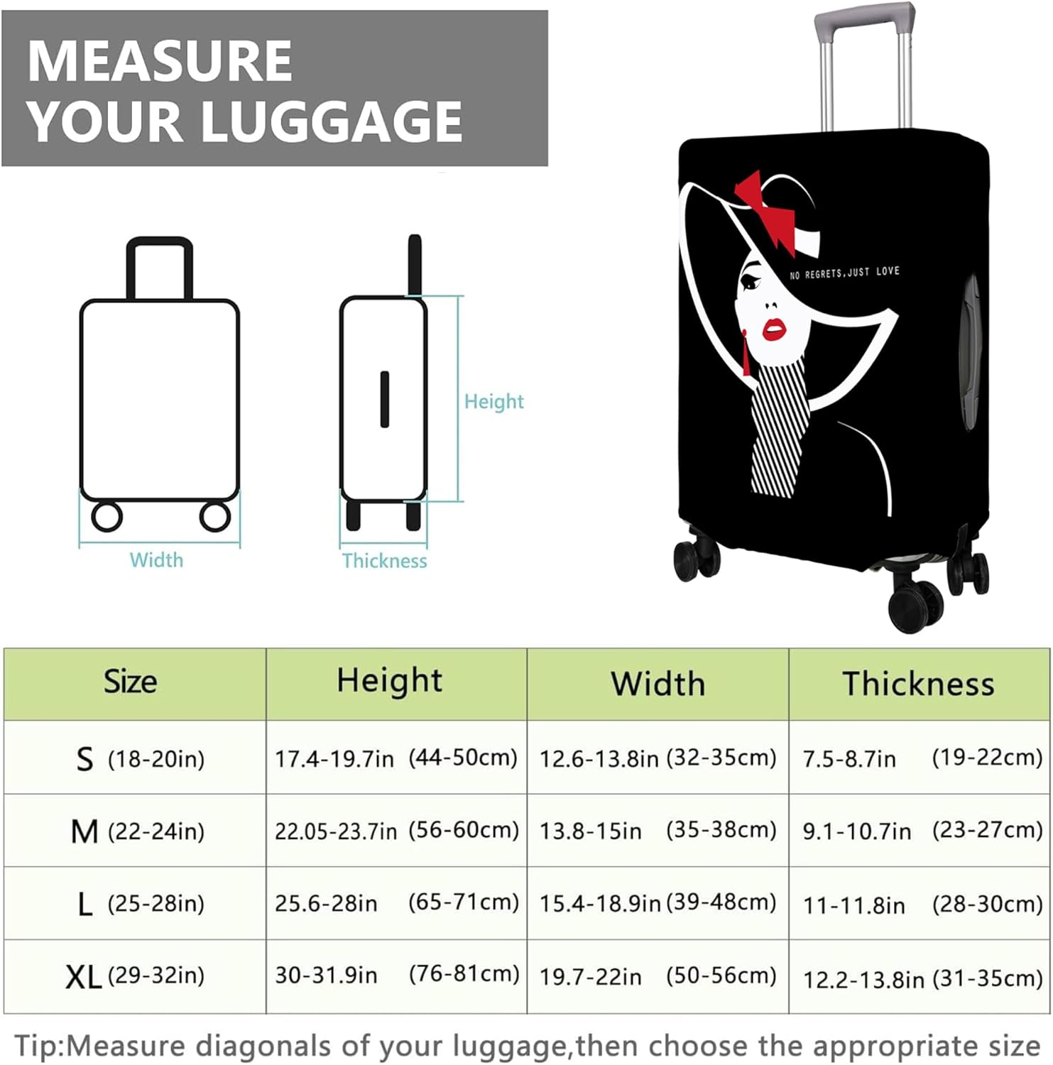 Travel Luggage Cover Suitcase Protector Fits 18-32 Inch Wheel Covers PatternedTravel Related Items Flower Luggage Protector Elastic S