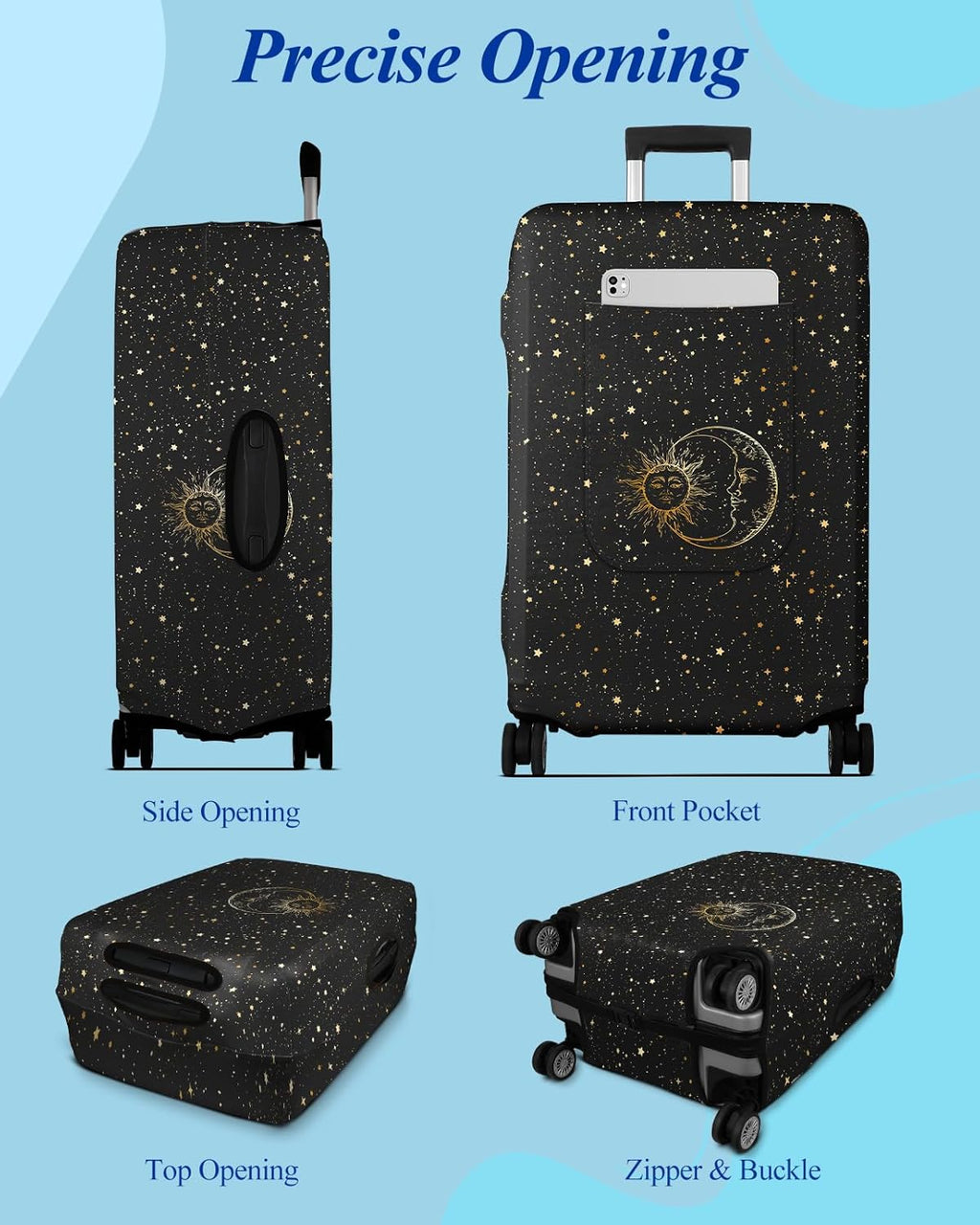 Slohif Luggage Cover for Suitcase Tsa Approved Protector - Luggage Sleeve Large Suit Case Cover Travel Stretch Baggage Case Protective Washable Fit 30-32 Inch Sun XL