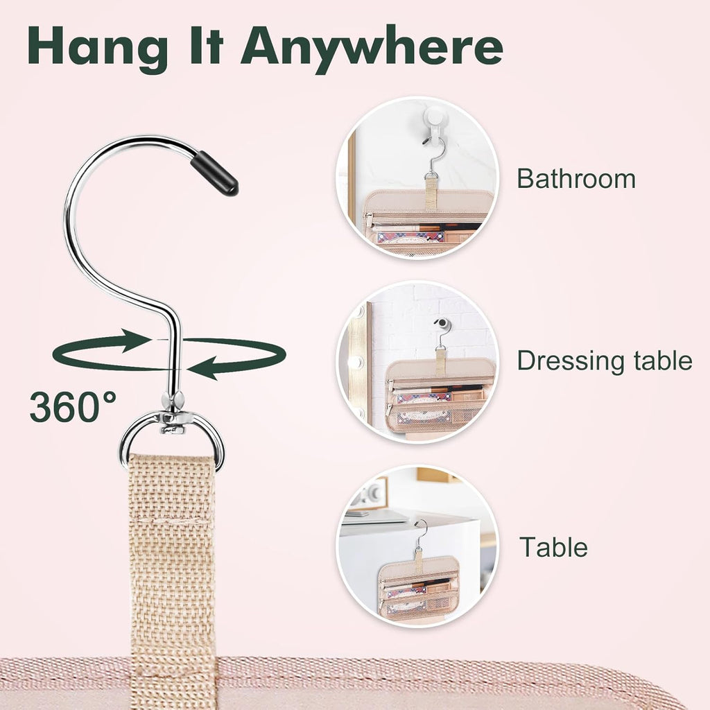 Wedama Toiletry Bag for Women, Medium Cosmetic Travel Bag, Hanging Toiletry Bag for Bathroom, Thickened PVC Waterproof Makeup Bag, Toiletries Bag for Travel Business Trips and Camping, Dark Green