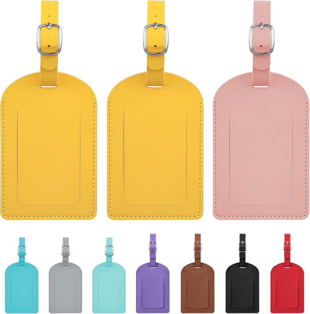 Luggage Tags for Suitcase Travel Bag Labels Privacy Protection Luggage Tag for Baggage PVC Baggage ID Label Tags 2 Pack Yellow+Pink