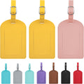 Luggage Tags for Suitcase Travel Bag Labels Privacy Protection Luggage Tag for Baggage PVC Baggage ID Label Tags 2 Pack Yellow+Pink