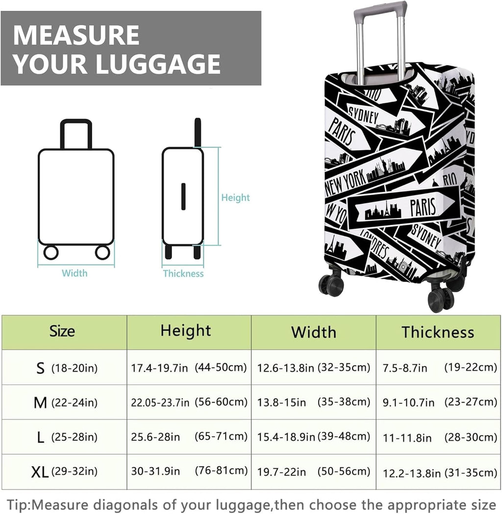 Travel Luggage Cover Suitcase Protector Fits 18-32 Inch Wheel Covers PatternedTravel Related Items Flower Luggage Protector Elastic L