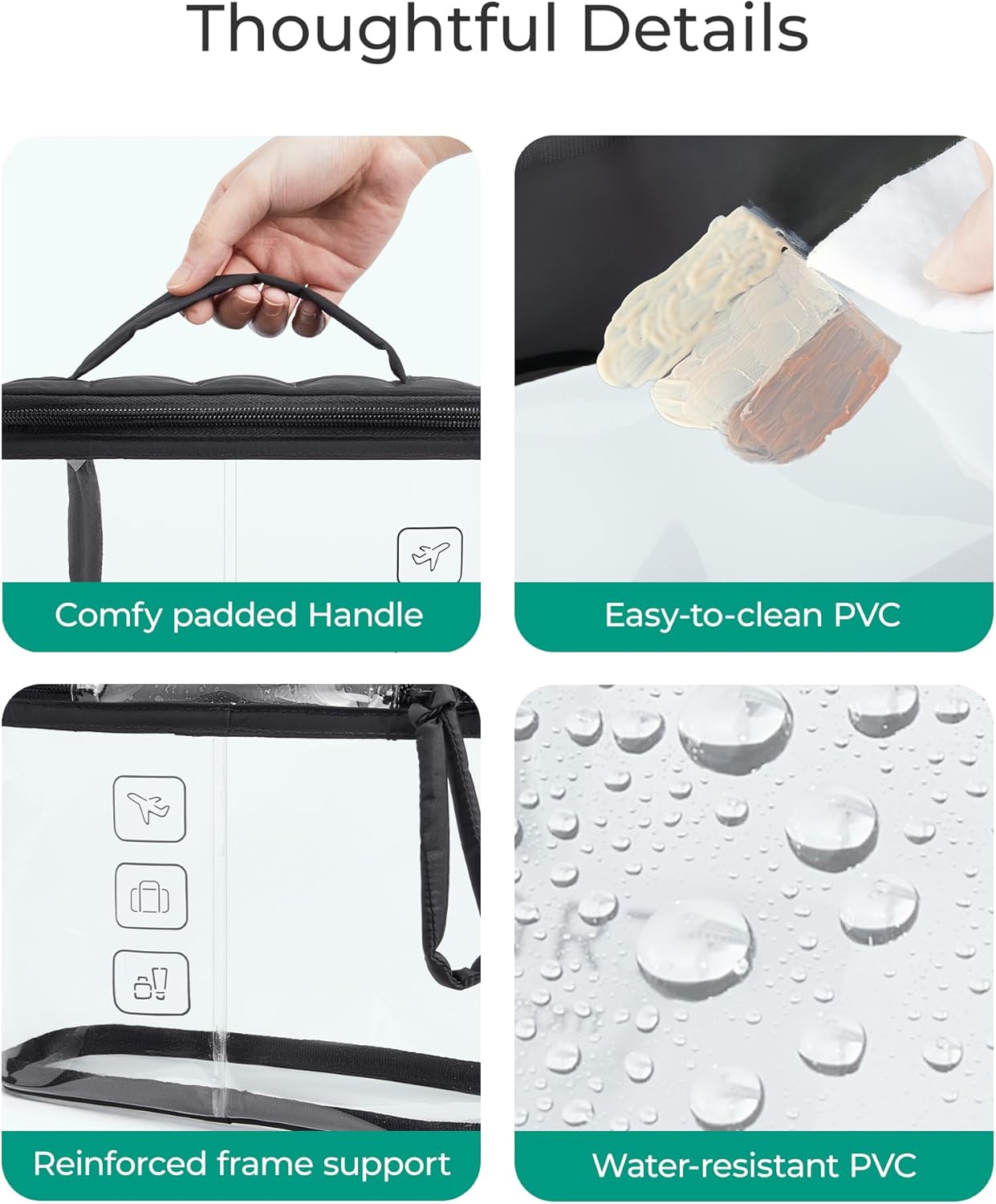 BAGSMART TSA Approved Toiletry Bag, Clear Makeup Cosmetic Bag Organizer, Quart Size Travel Bag for Toiletries, Carry-on Travel Accessories Essentials, 1 Pack-Pink