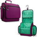 VENTURE 4TH Hanging Travel Toiletry Bag for Women & Men - Travel Organizer with Expandable Compartments & Removable Clear Pouch for Toiletries (Purple/Mint)