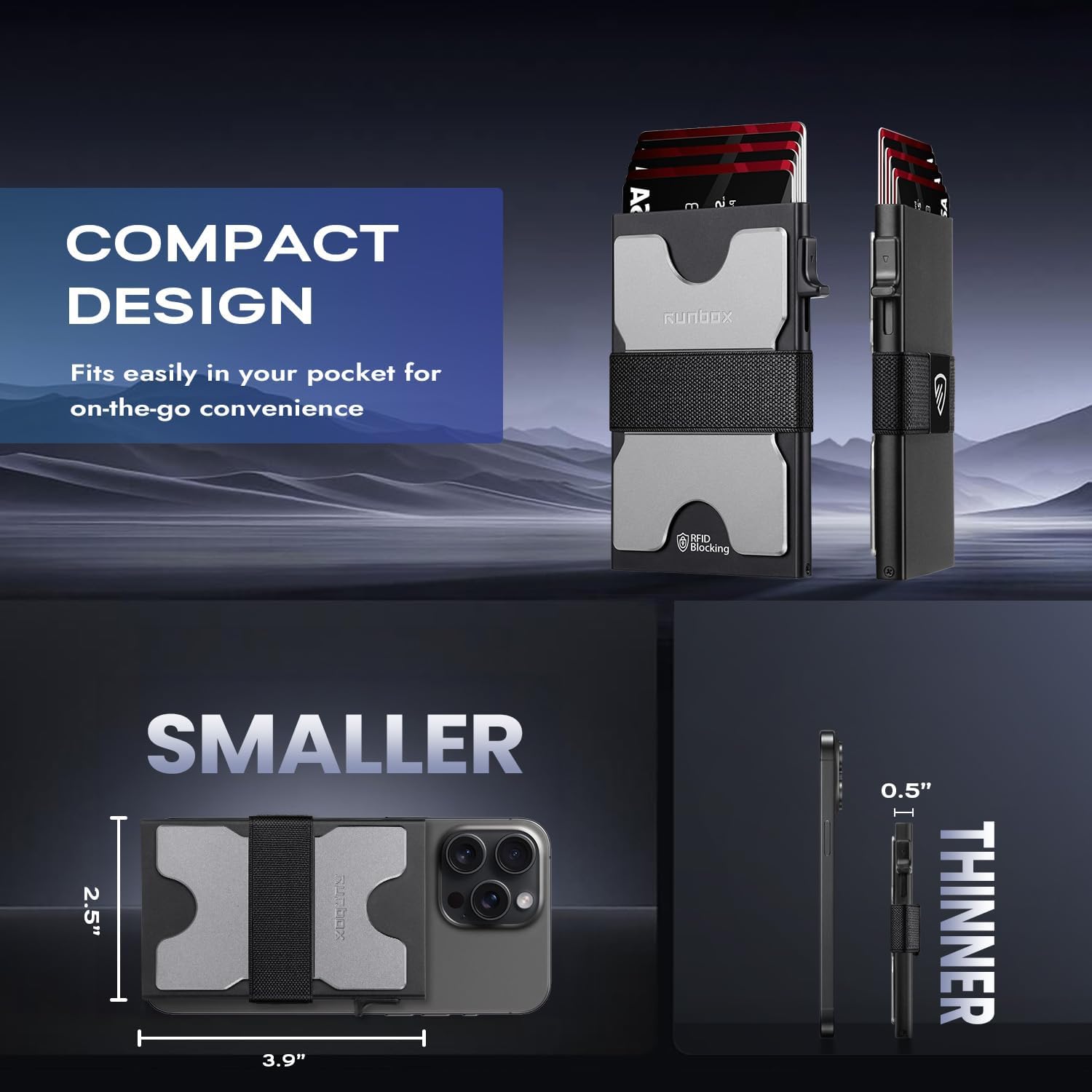 Mens Business Card Holder, Slim Card Wallet for Men and Women, Minimalist RFID Blocking Wallet with Pop-Up Function, Thin Design, Metal Cases Holds 6+6 Cards, Gifts for Men, Men's Accessories