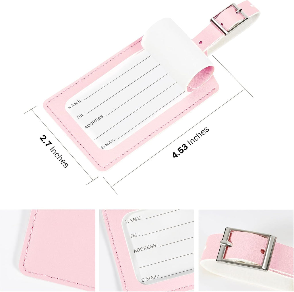 Travelambo Luggage Tags for Suitcases PU Leather Travel Tags Bag Tags Privacy Protection Travel Essentials