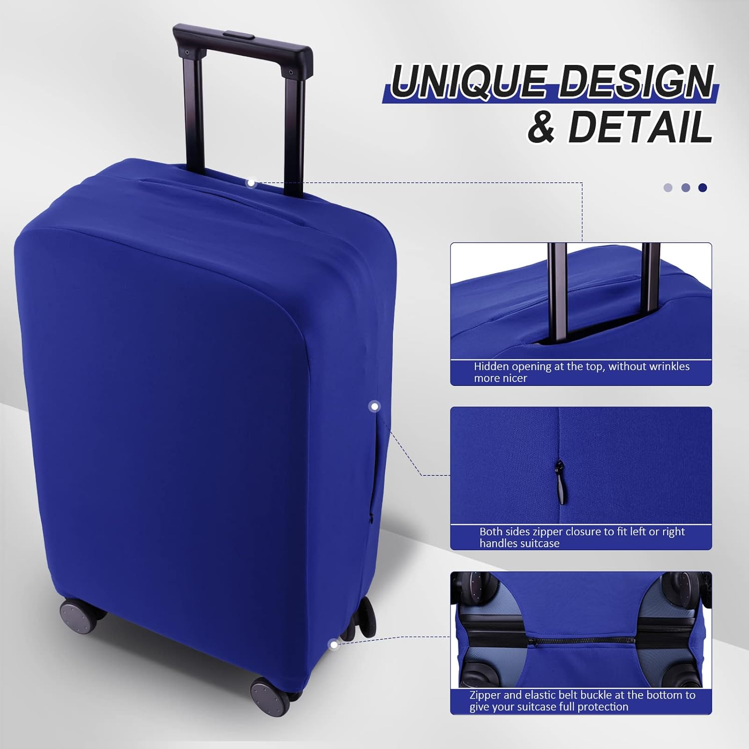 Travel Luggage Cover Suitcase Protector Scratch-Resistant Fit 19-31 Inch Suitcase, Not Included Suitcase (Blue, XL(28-29 inch))