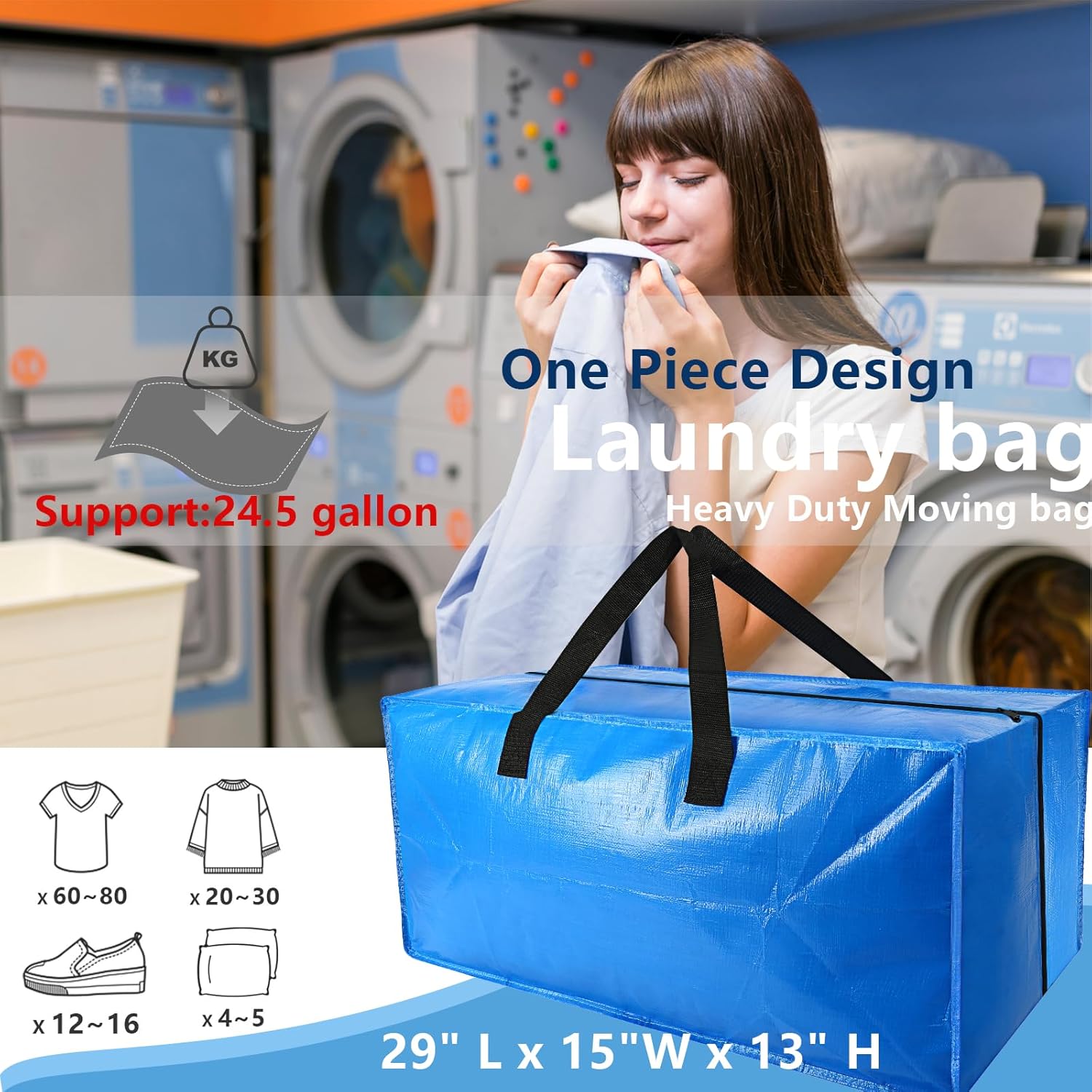 10 Pack Heavy Duty Extra Large Moving Bags Storage Tote - Strong Handles& Backpack Straps - Space Saving Storage Bags Alternative to Moving Boxes and Bins,Compatible with Ikea Frakta Cart, Blue