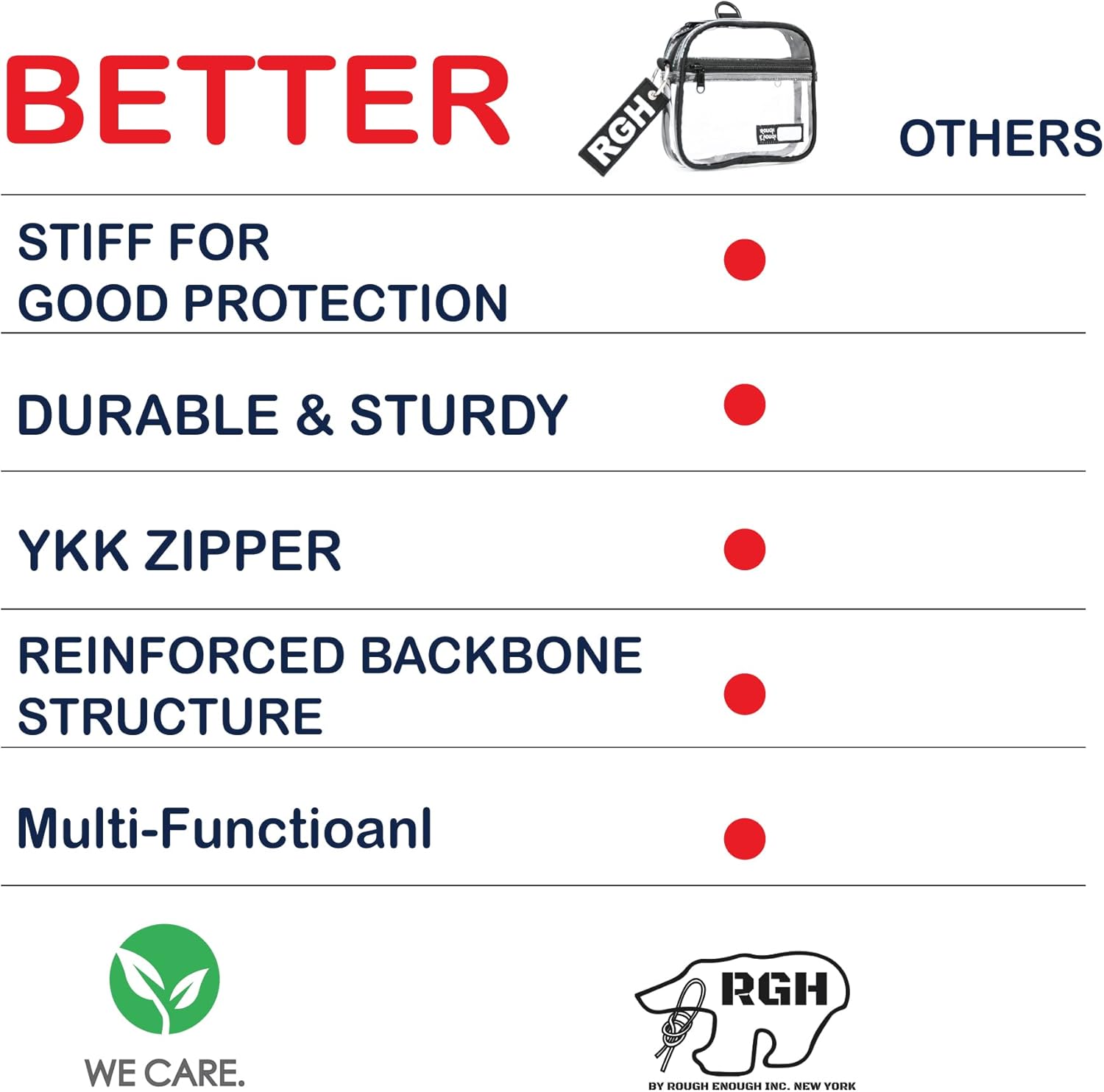 Rough Enough Clear Quart Size TSA Approved Toiletry Bag Small with Keychain for Travel Size Toiletries