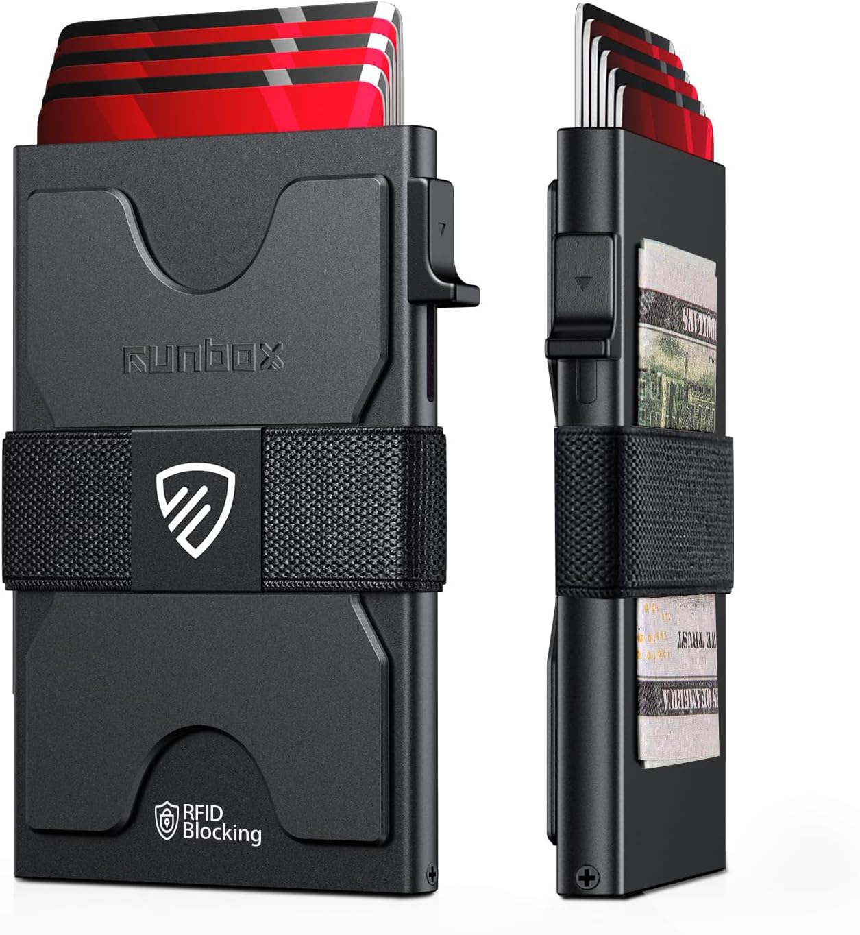 Mens Business Card Holder, Slim Card Wallet for Men and Women, Minimalist RFID Blocking Wallet with Pop-Up Function, Thin Design, Metal Cases Holds 6+6 Cards, Gifts for Men, Men's Accessories