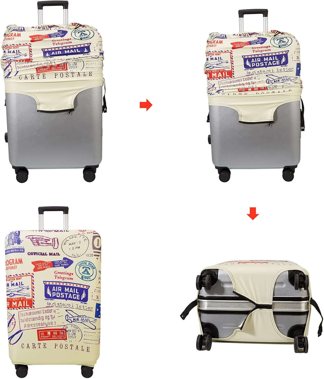 WUJIAONIAO Travel Luggage Cover Spandex Suitcase Protector Washable Baggage Covers (M (for 22-24 inch luggage), Colorful flowers)