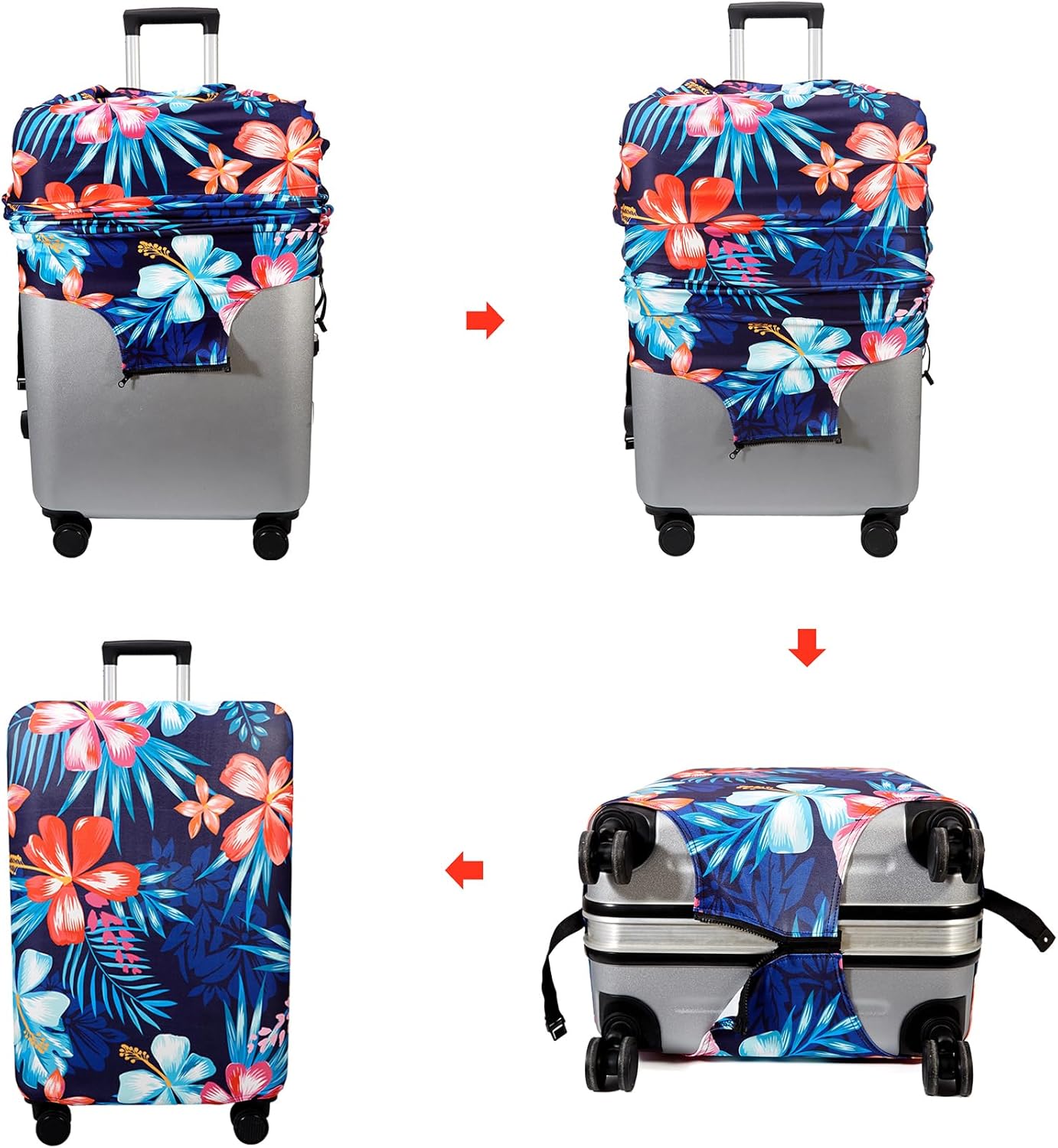 WUJIAONIAO Travel Luggage Cover Baggage Suitcase Protector Fit for 18-32 Inch Luggage (S (for 18-20 inch luggage), Flower)