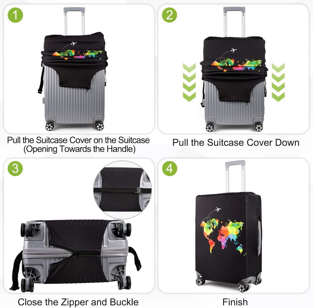 Pink Dino Suitcase Luggage Cover, Thick Suitcase Cover for Carry on Luggage Protector Fits 18-30 Inch Case