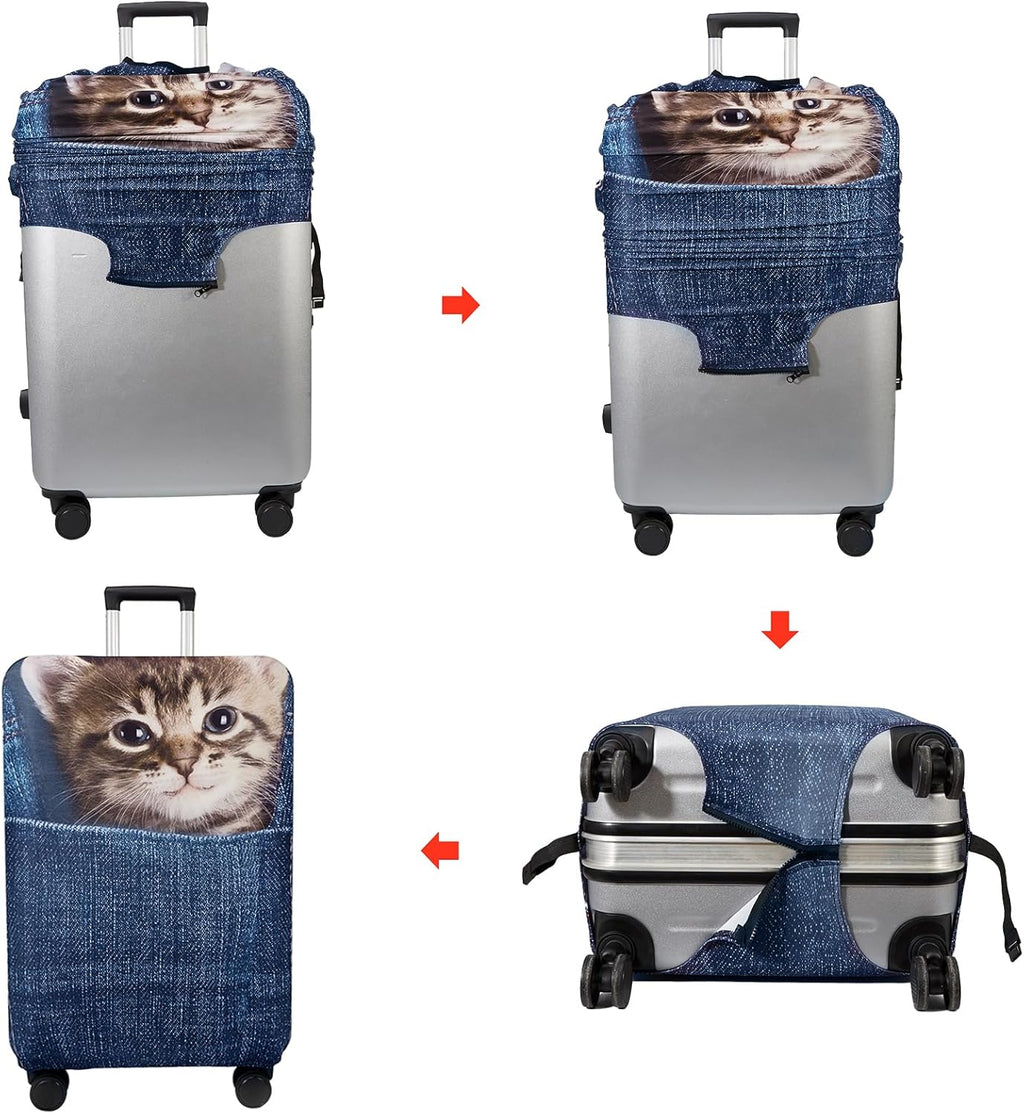 WUJIAONIAO Travel Luggage Cover Baggage Suitcase Protector Fit for 18-32 Inch Luggage (S (for 18-20 inch luggage), Cat B)