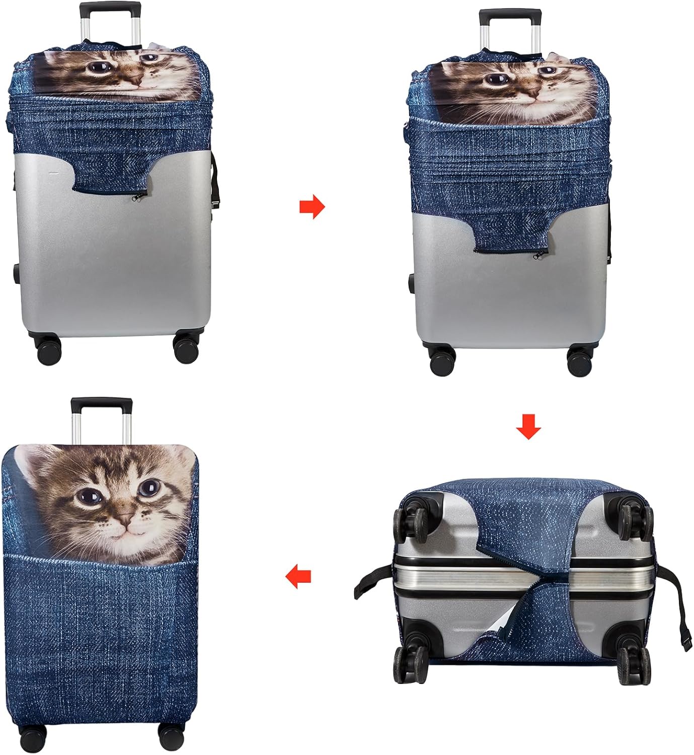 WUJIAONIAO Travel Luggage Cover Baggage Suitcase Protector Fit for 18-32 Inch Luggage (L (for 25-28 inch luggage), Cat B)