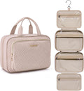 BAGSMART Travel Toiletry Bag Hanging Travel Makeup Organizer Cosmetic Bag Makeup Bag for Full Sized Toiletries, Basic-Pink