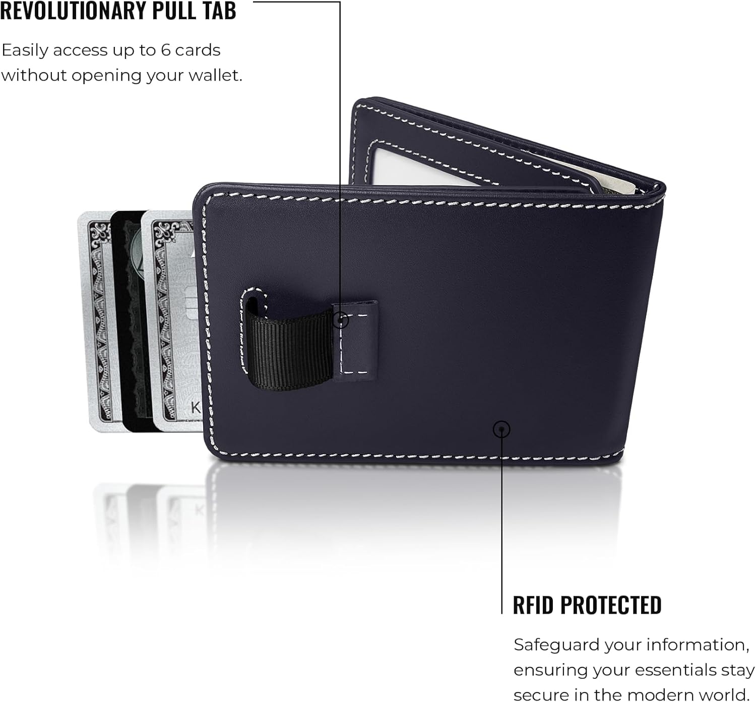Kings Loot Wallet for Men | Customized Minimalist Slim RFID Blocking Leather Design with Cash Pocket & Card Pull Strap | Holds 1-15 Cards | Stylish & Durable Wallets
