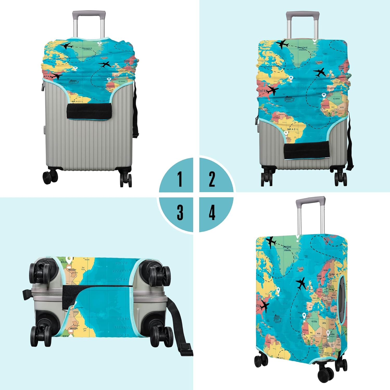 Travel Luggage Cover Suitcase Protector Fits 18-32 Inch Wheel Covers PatternedTravel Related Items Flower Luggage Protector Elastic L