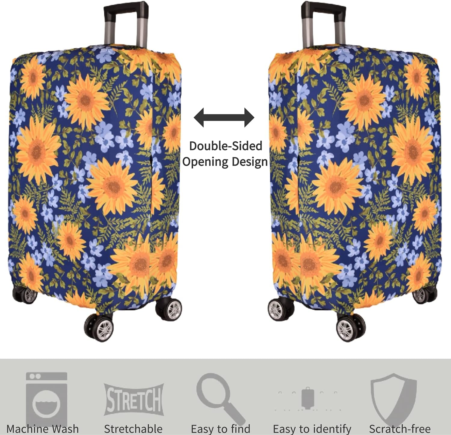7-Mi Luggage Cover£¬ Suitcase Covers 19-30 Inch Expandable Anti-Scratch Luggage Protector Flower for Carry on Luggage S 19-20IN