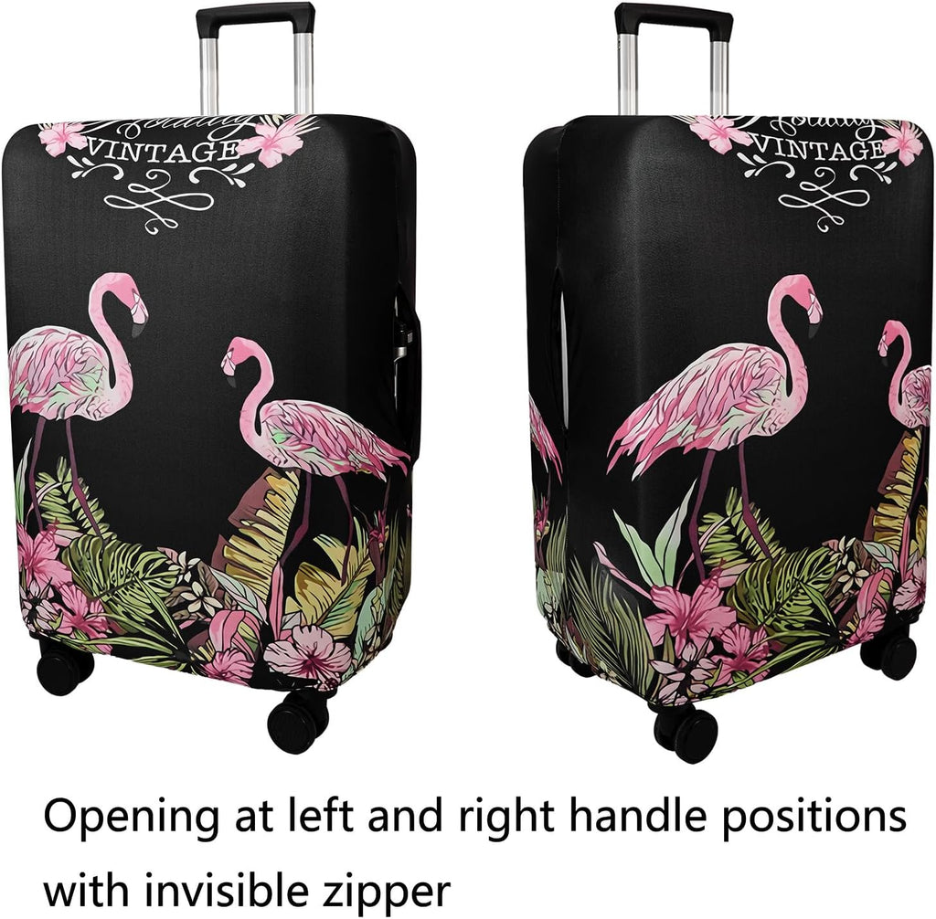 WUJIAONIAO Travel Luggage Cover Baggage Suitcase Protector Fit for 18-32 Inch Luggage (L (for 25-28 inch luggage), flamingo)